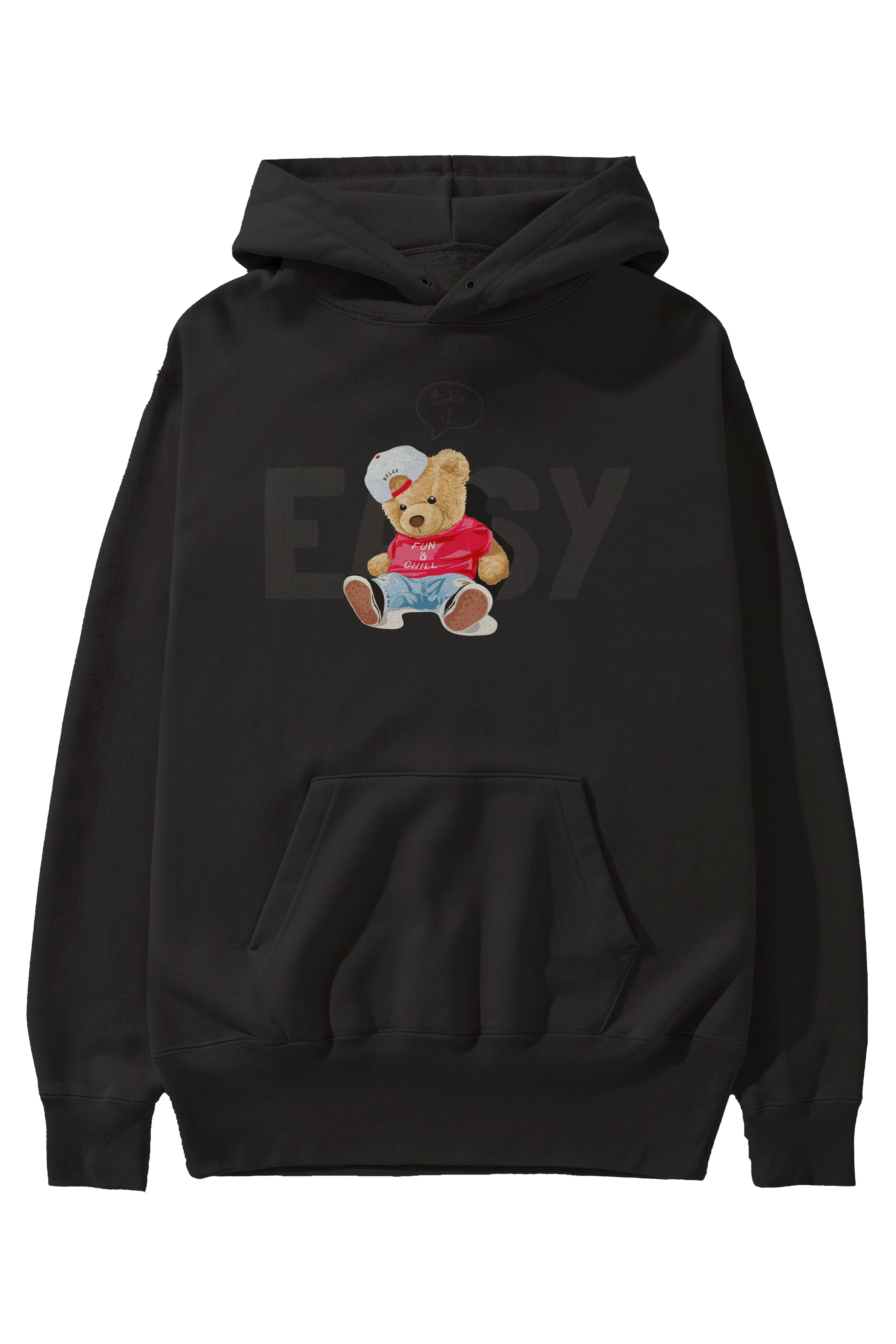 Teddy Bear Easy Ön Baskılı Hoodie Oversize Kapüşonlu Sweatshirt Erkek Kadın Unisex