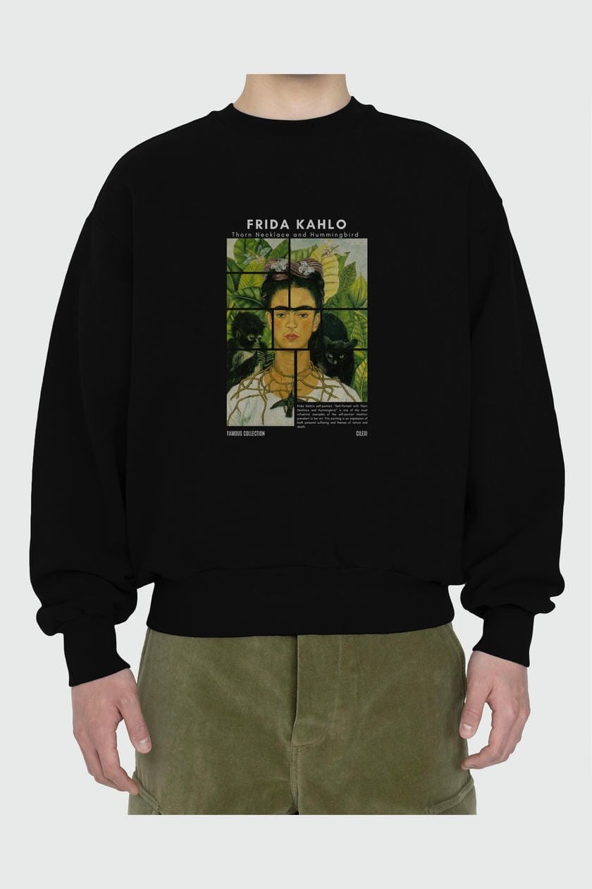 Frida Kahlo ön Baskılı Oversize Sweatshirt Erkek Kadın Unisex