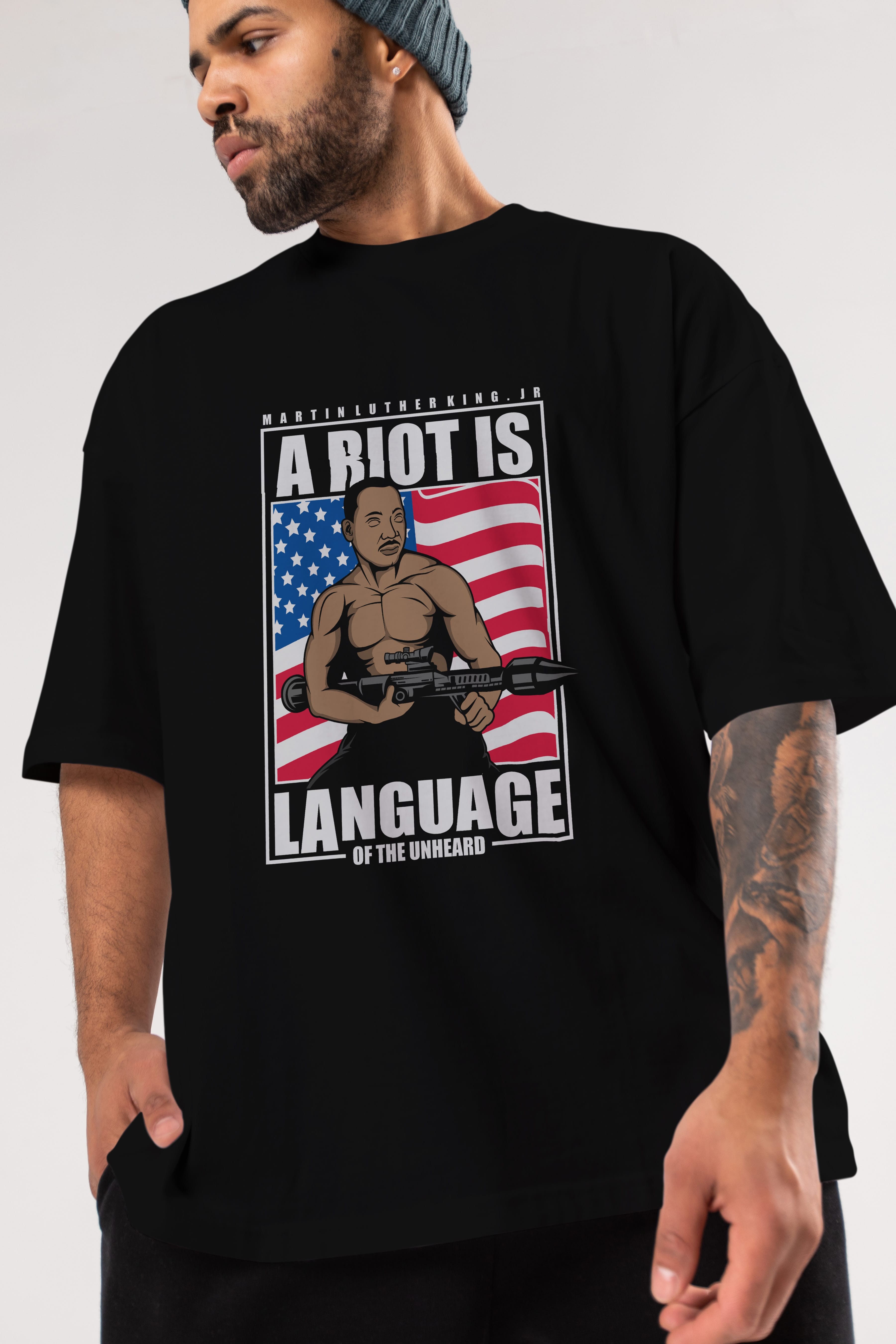 Luther King Jr Rambo Ön Baskılı Oversize t-shirt Erkek Kadın Unisex %100 Pamuk tişort
