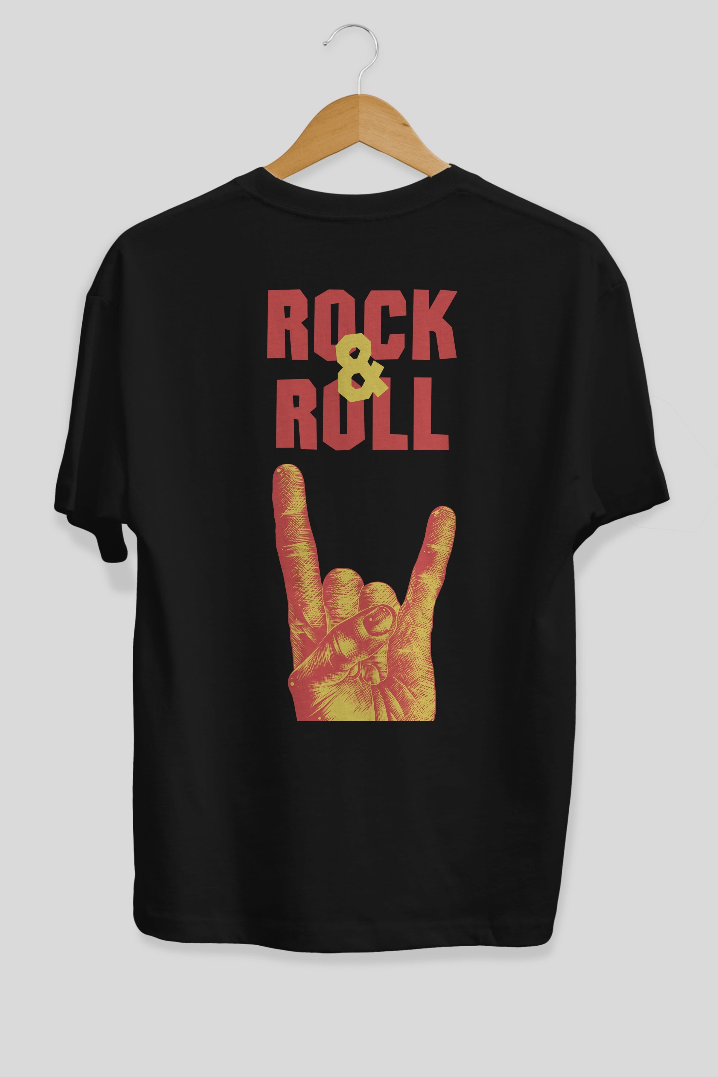 Rock & Roll Yazılı Arka Baskılı Oversize t-shirt Erkek Kadın Unisex