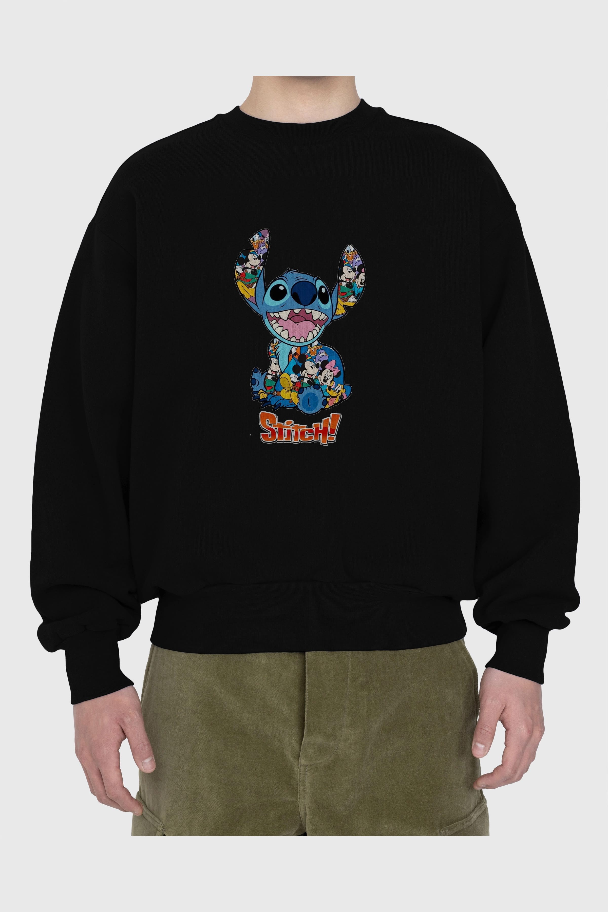 Stitch Ön Baskılı Oversize Sweatshirt Erkek Kadın Unisex