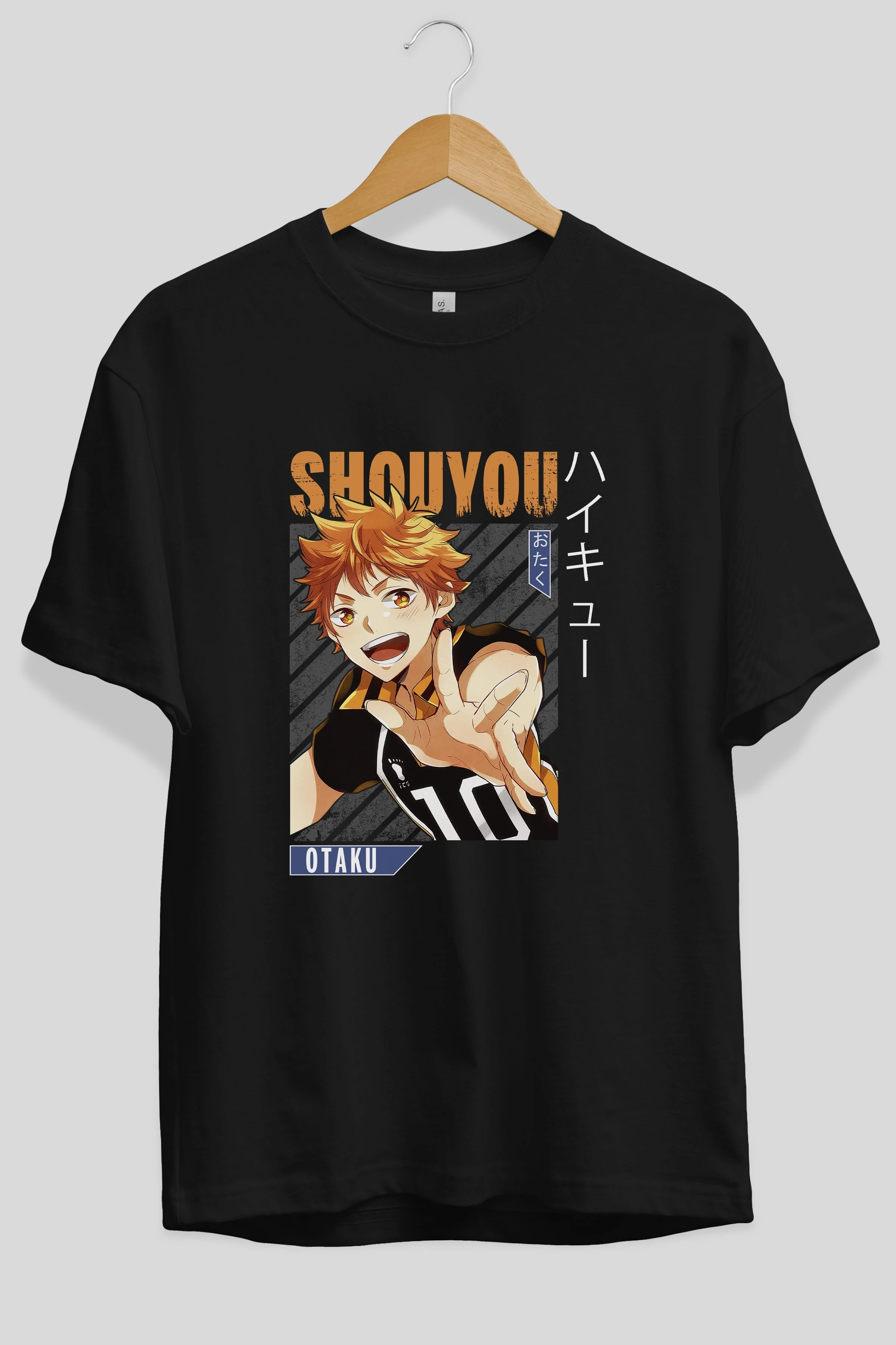 Shouyou Hinata 9 Anime Ön Baskılı Oversize t-shirt %100 pamuk Erkek Kadın Unisex