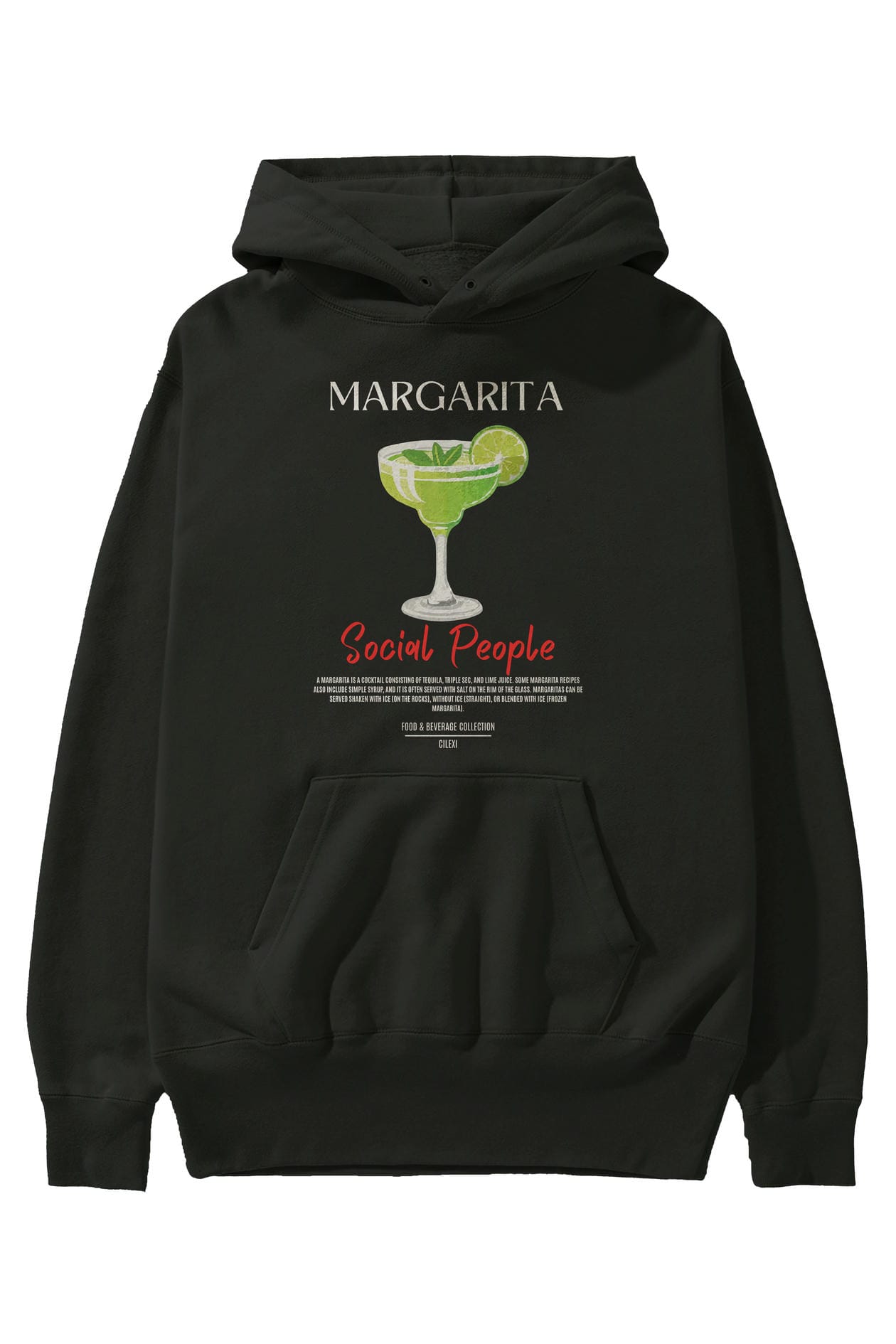 Margarita Kokteyl Ön Baskılı Hoodie Oversize Kapüşonlu Sweatshirt Erkek Kadın