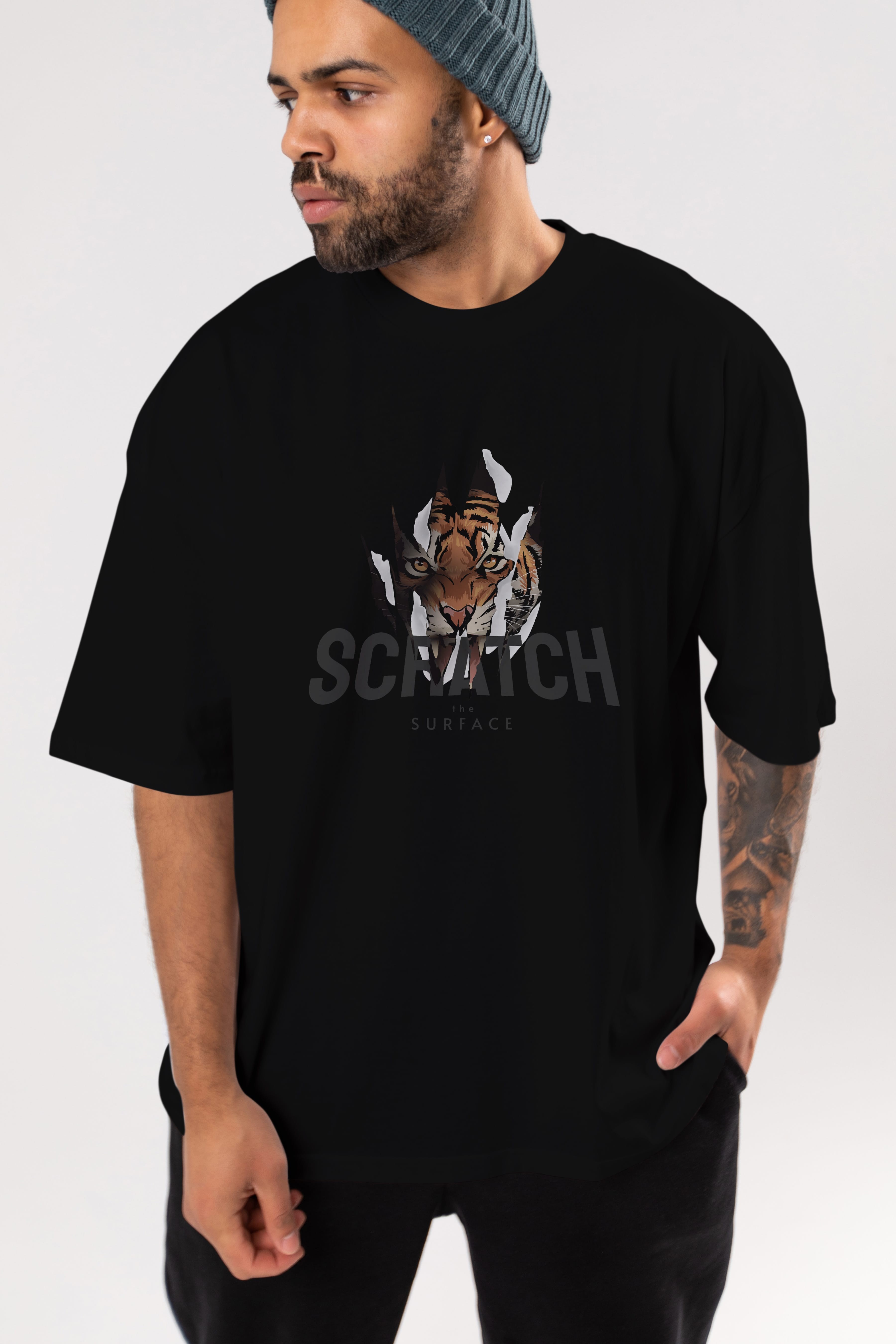 Teddy Bear Scratch Ön Baskılı Oversize t-shirt Erkek Kadın Unisex %100 Pamuk
