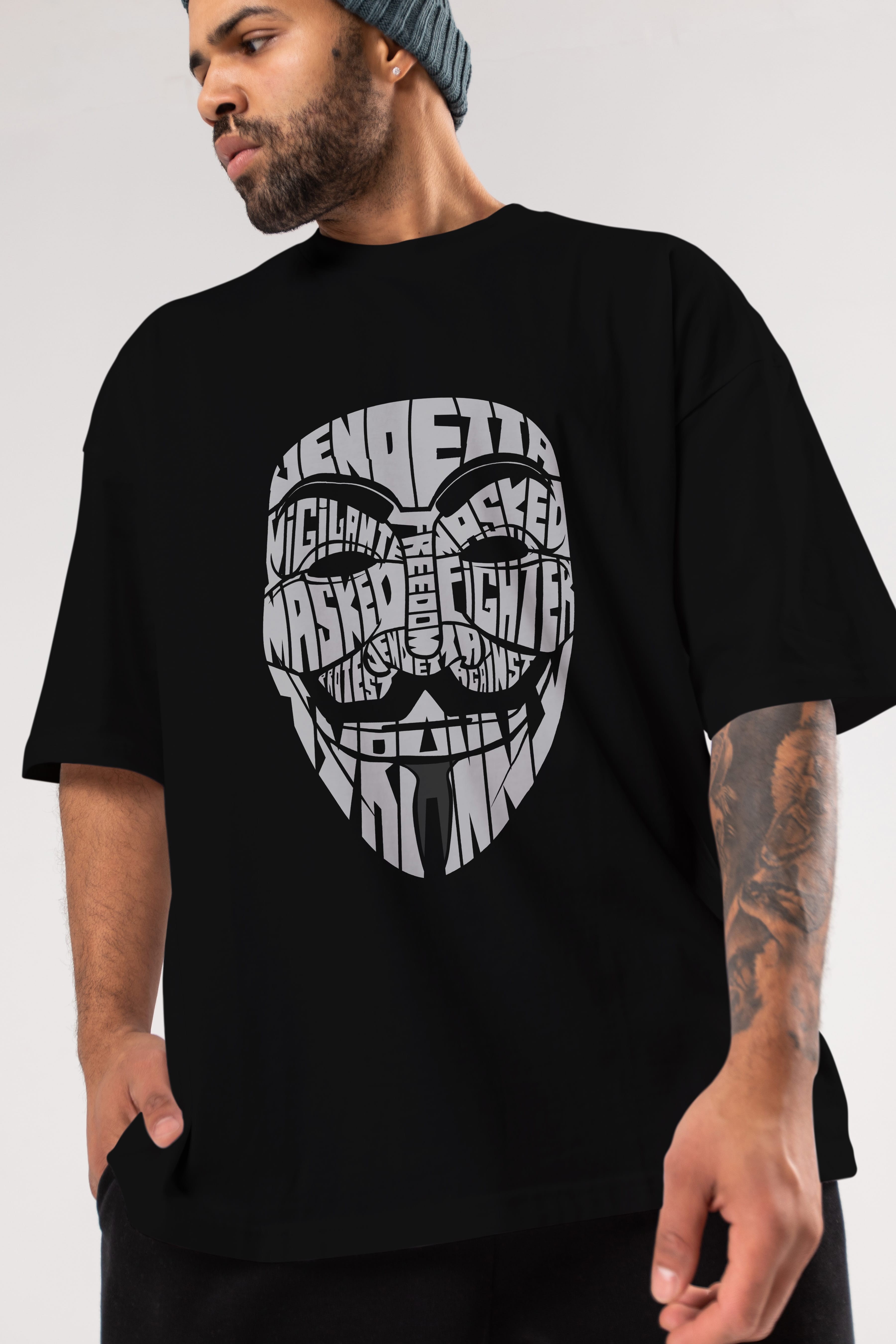 Vendetta Ön Baskılı Oversize t-shirt %100 pamuk Erkek Kadın Unisex