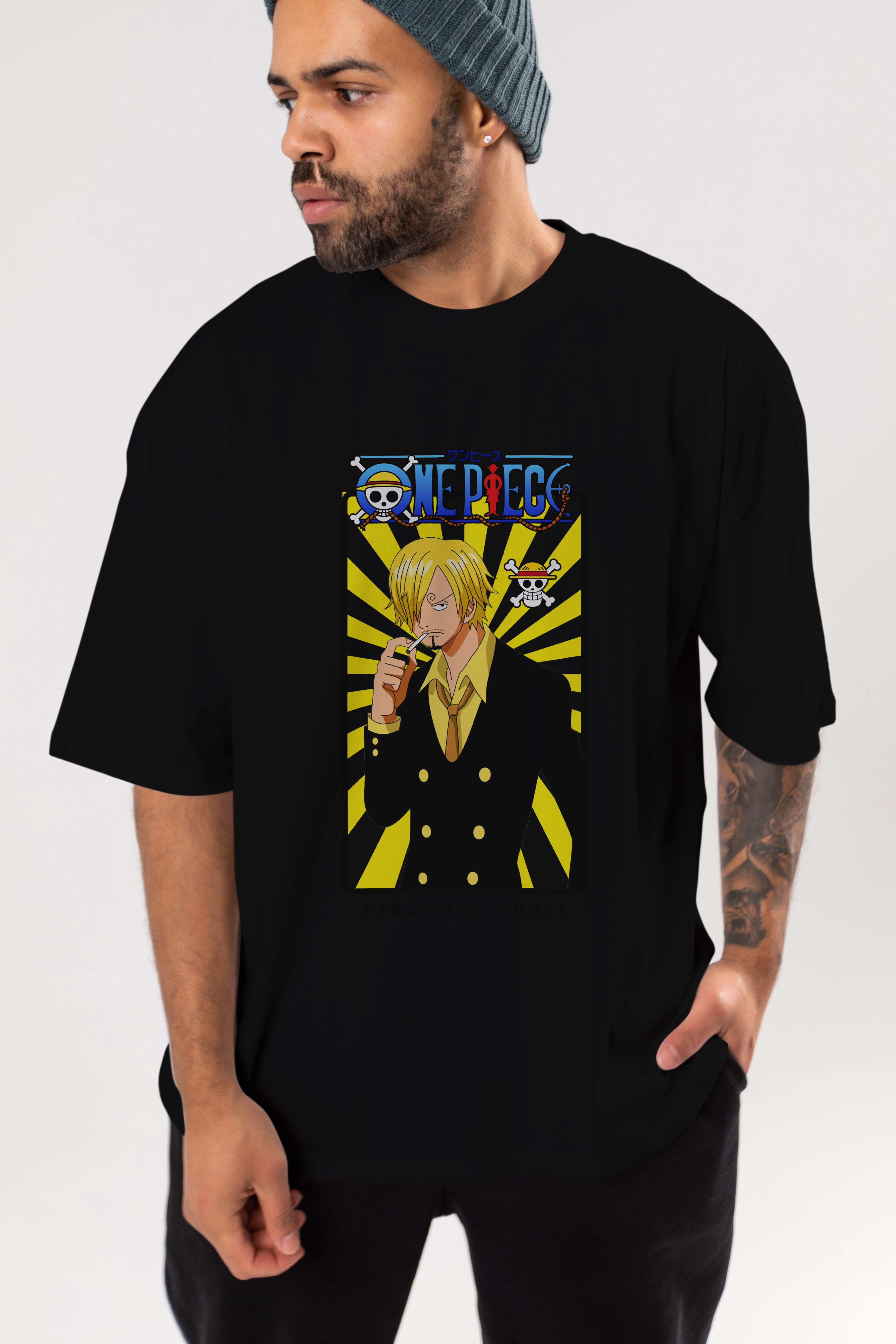 Sanji 4 Anime Ön Baskılı Oversize t-shirt Erkek Kadın Unisex