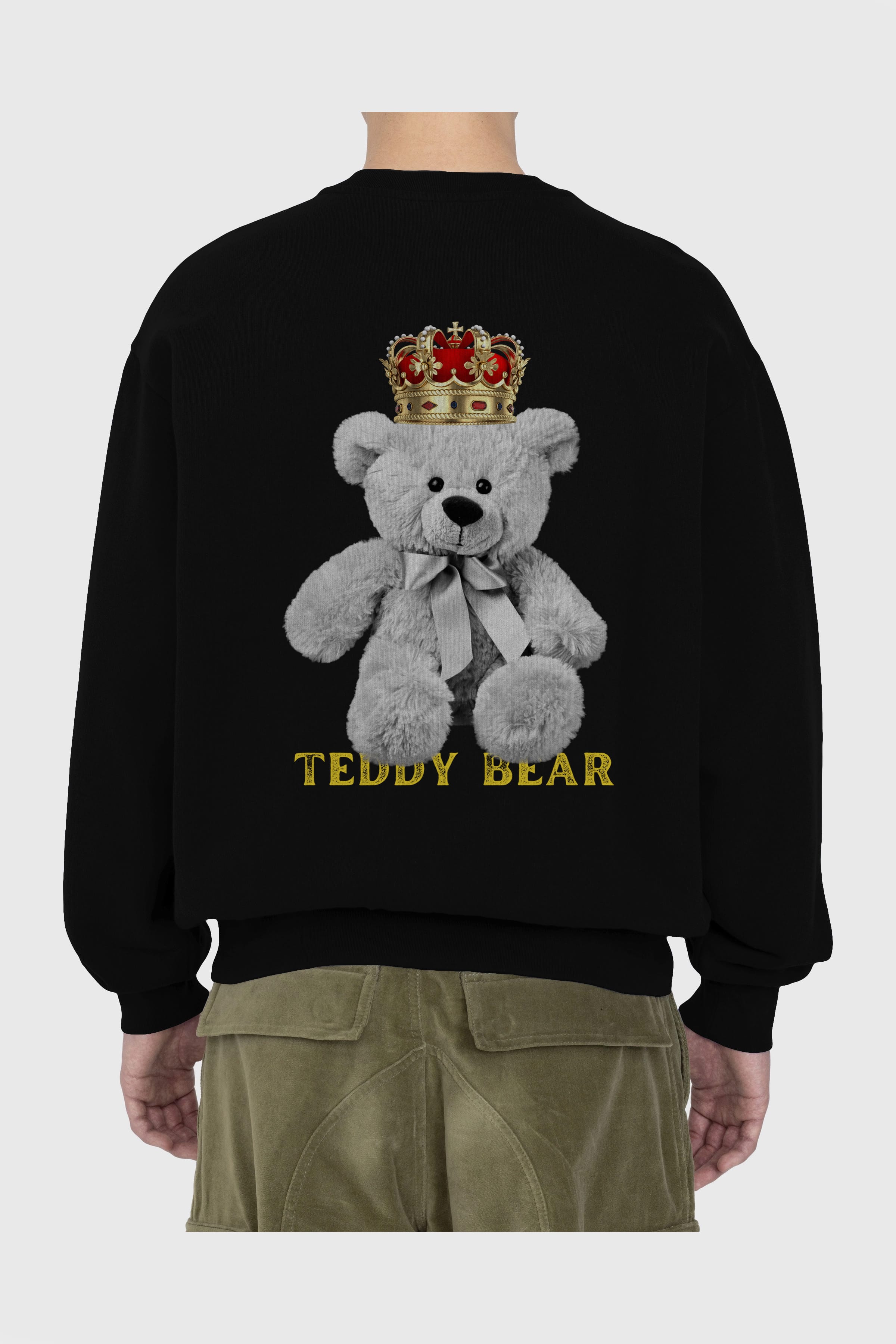 Teddy Bear Arka Baskılı Oversize Sweatshirt Erkek Kadın Unisex