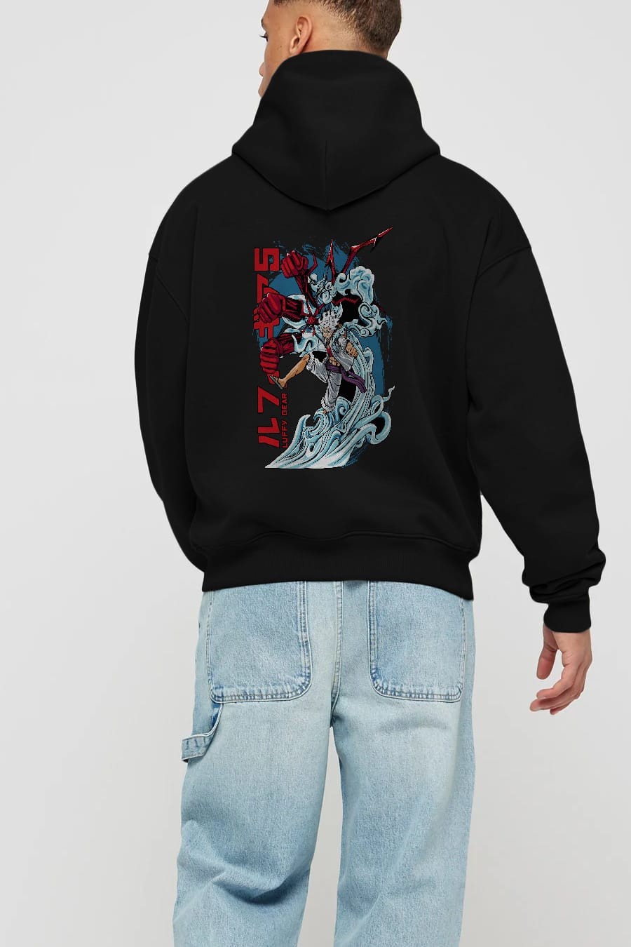 MONKEY D. LUFFY GEAR5 2 Anime Arka Baskılı Hoodie Oversize Kapüşonlu Sweatshirt Erkek Kadın Unisex