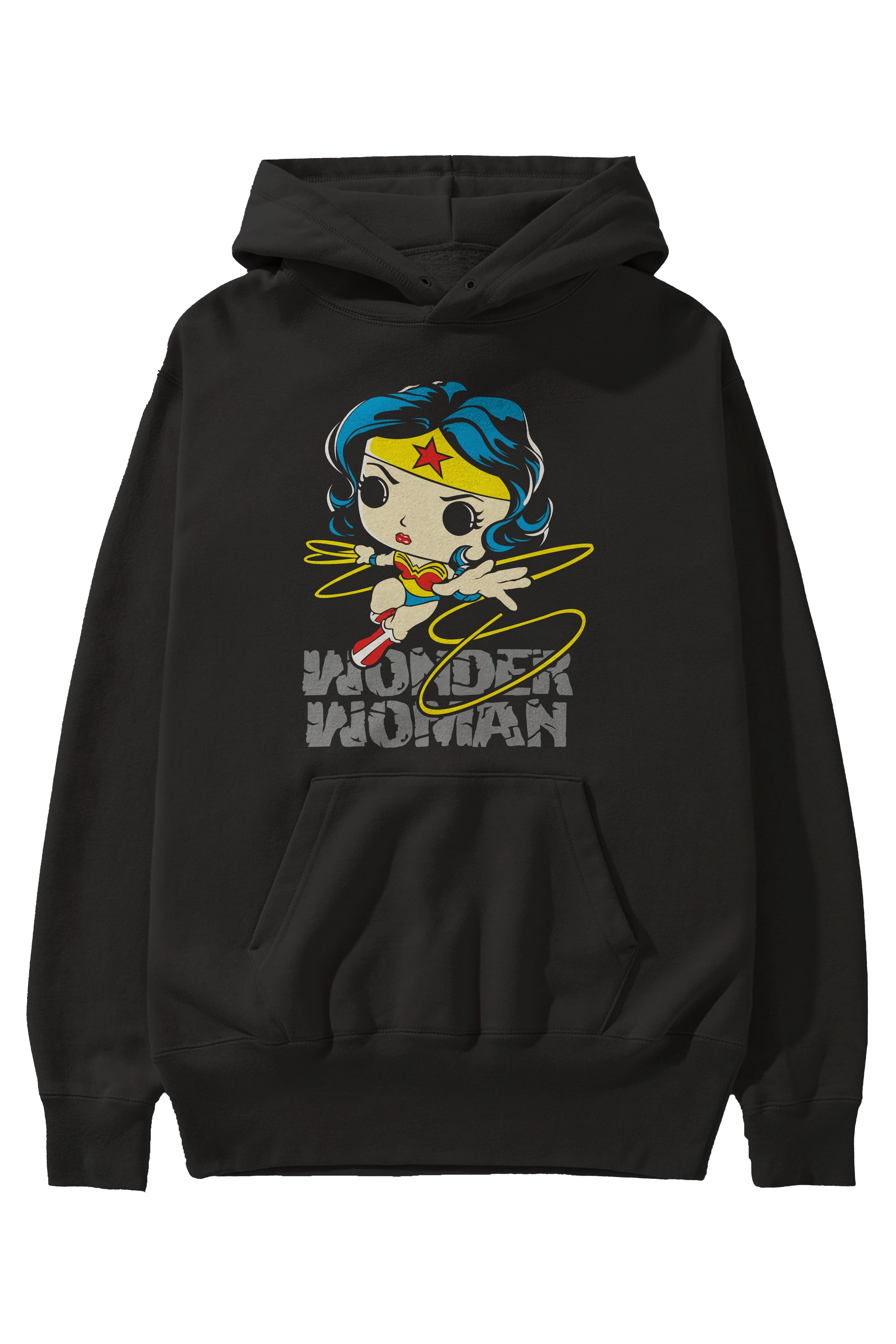 Wonder Woman Ön Baskılı Hoodie Oversize Kapüşonlu Sweatshirt Erkek Kadın Unisex