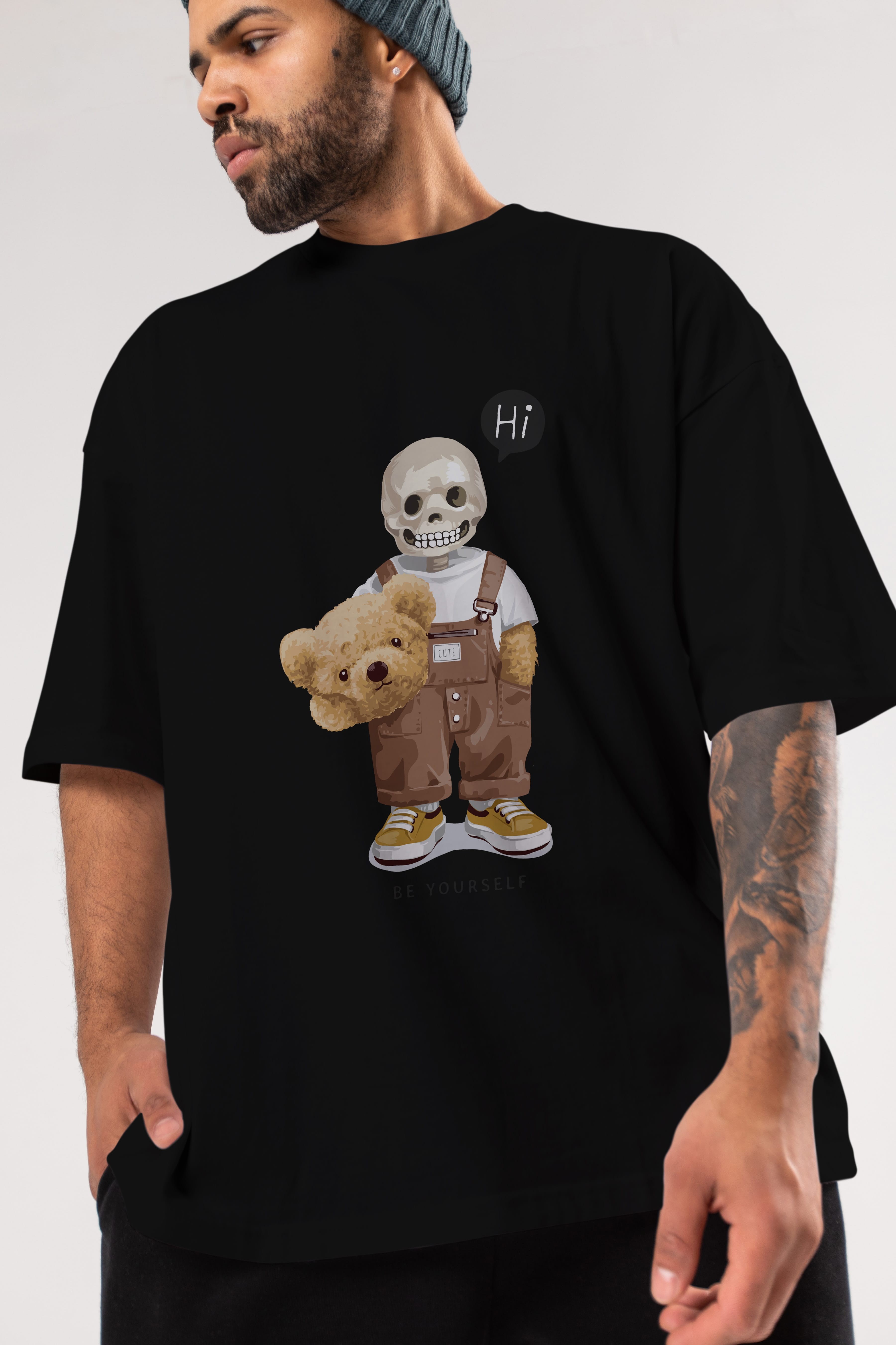 Teddy Bear hi Ön Baskılı Oversize t-shirt Erkek Kadın Unisex %100 Pamuk