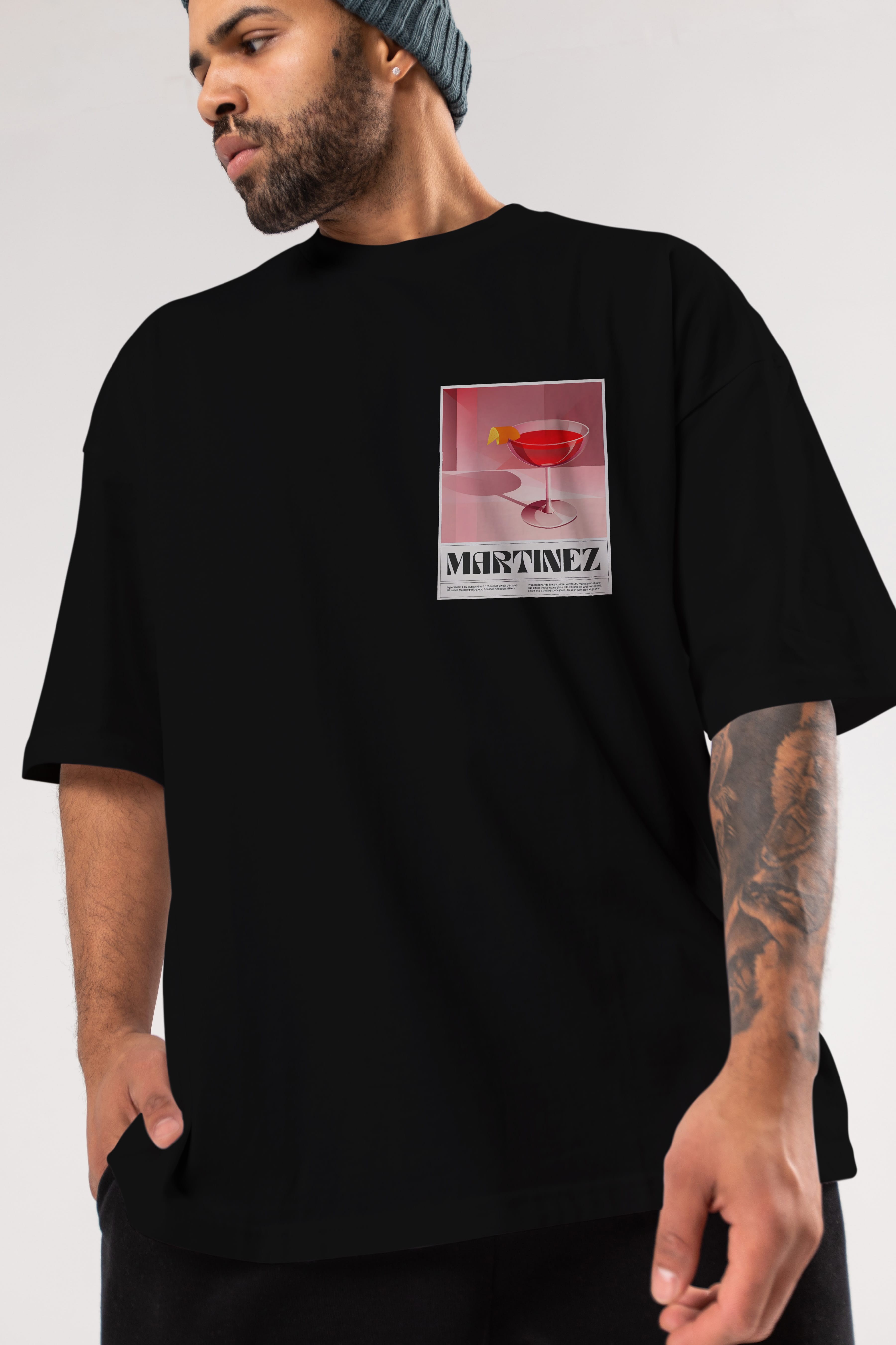 Martinez Ön Sol Baskılı Oversize t-shirt Erkek Kadın Unisex %100 Pamuk Bisiklet Yaka tişort