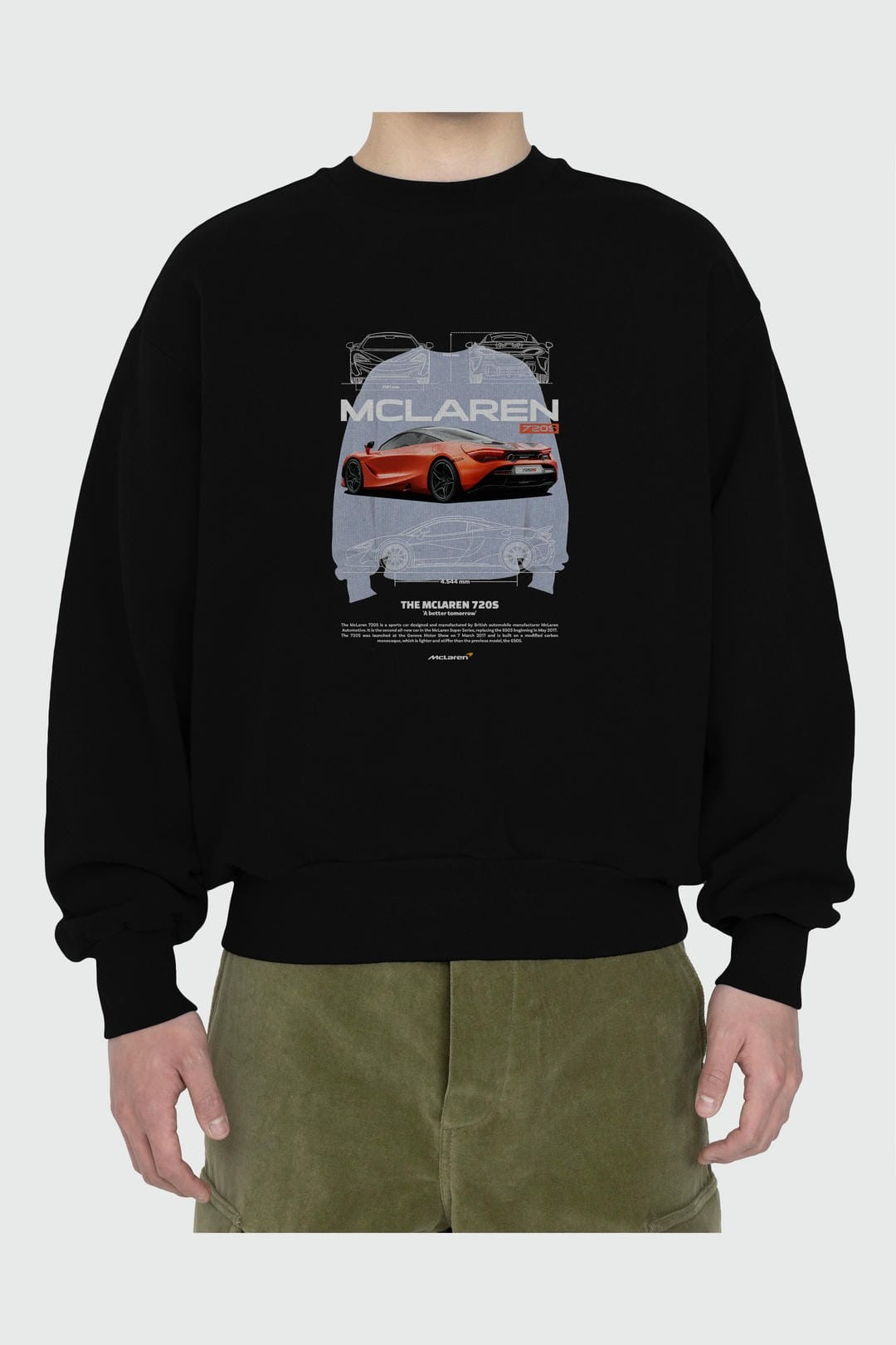 MCLAREN 720S 1 Ön Baskılı Anime Oversize Sweatshirt Erkek Kadın Unisex