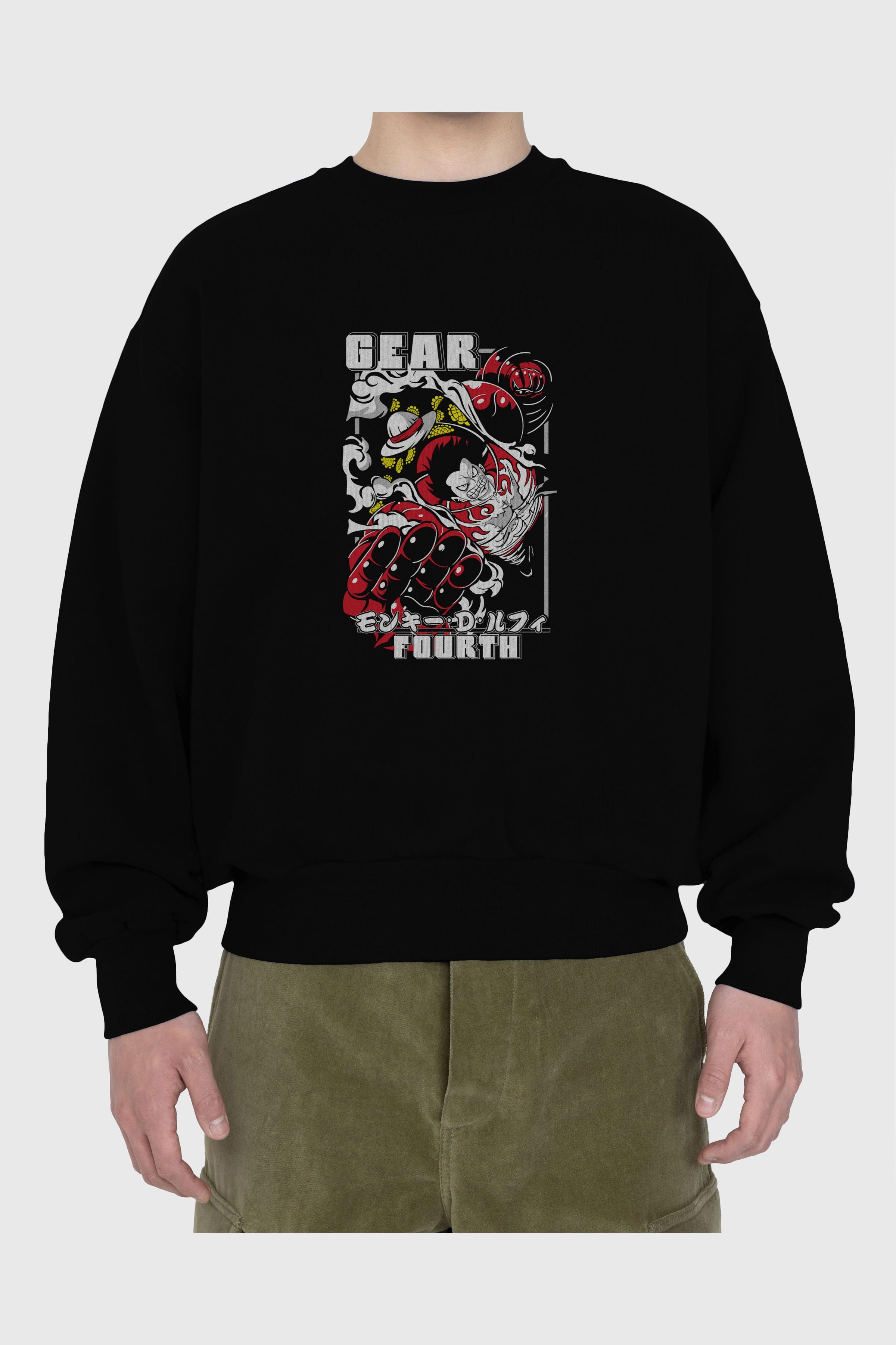 LUFFY gear fourth Anime Ön Baskılı Oversize Sweatshirt Erkek Kadın Unisex