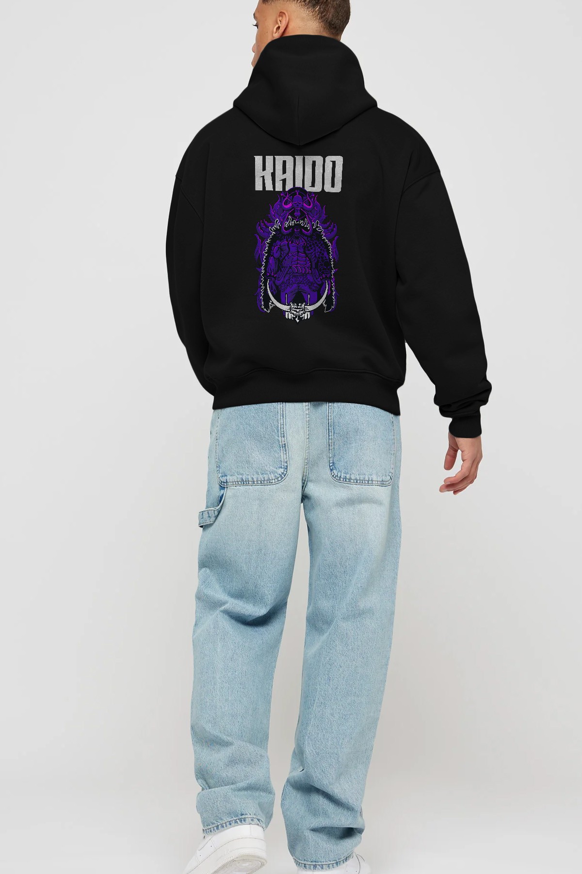 Kaido Anime Arka Baskılı Hoodie Oversize Kapüşonlu Sweatshirt Erkek Kadın Unisex