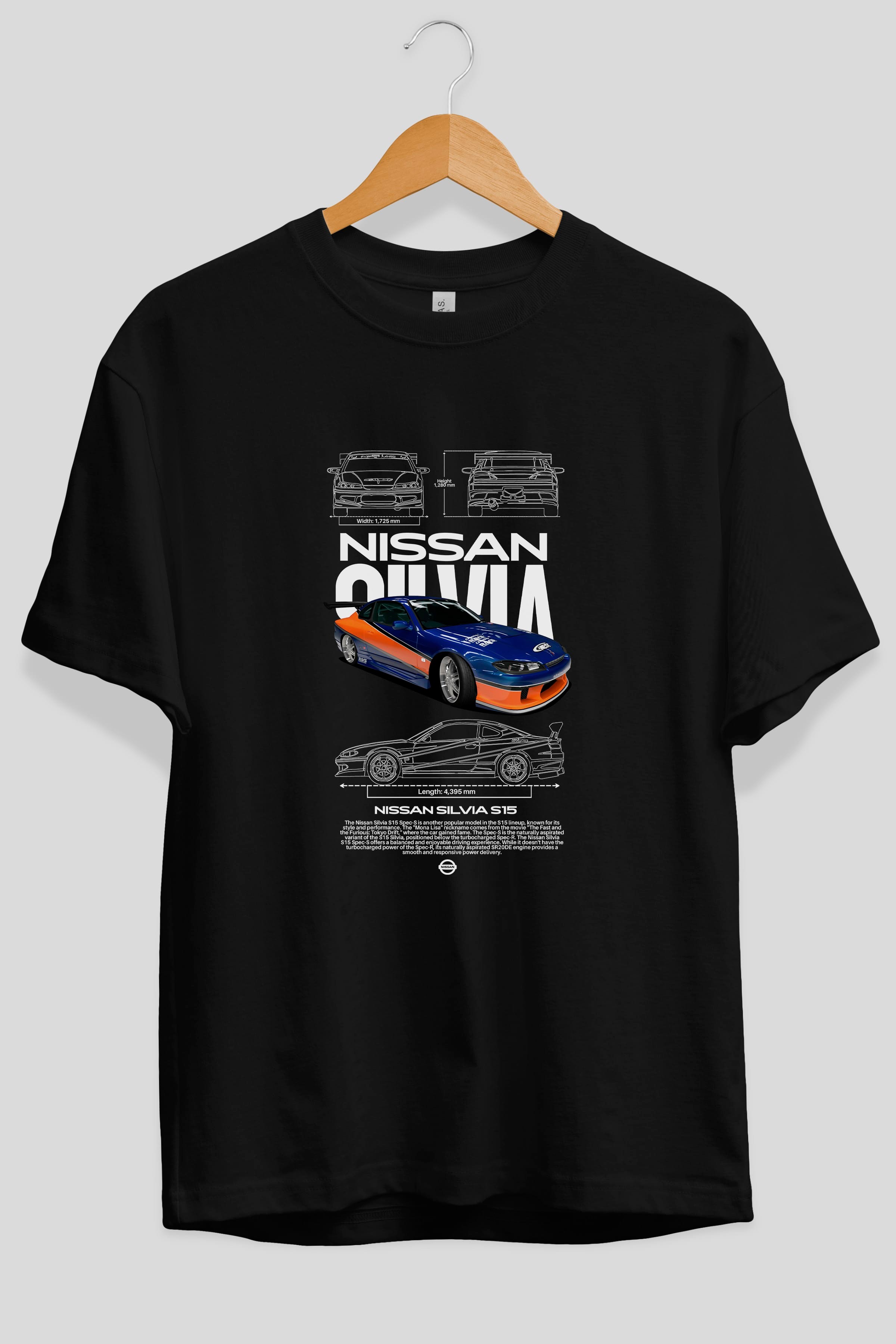 nissan silvia 3 Ön Baskılı Oversize t-shirt Erkek Kadın Unisex %100 Pamuk Bisiklet Yaka tişort