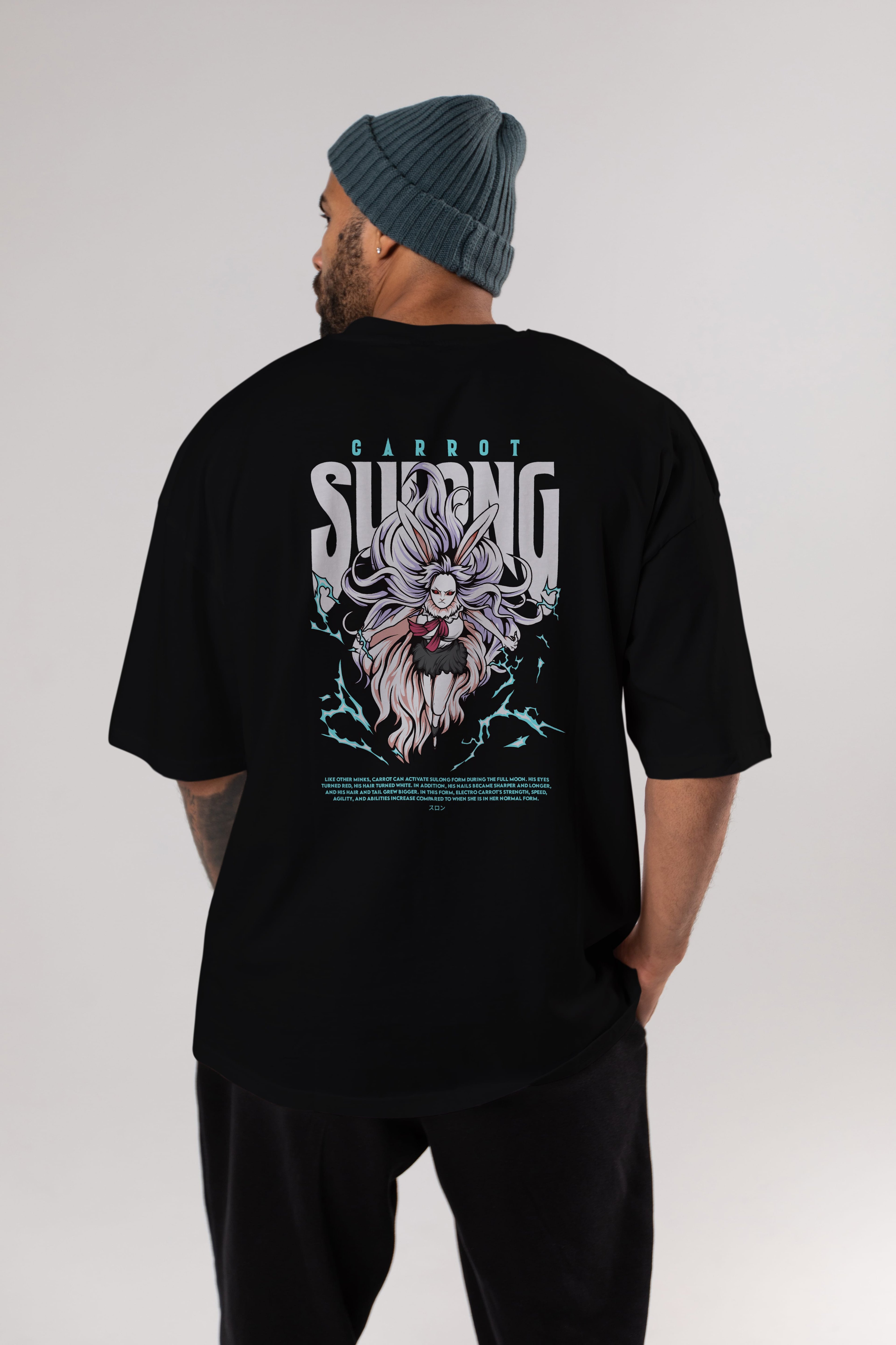 Carrot Sulong Anime Arka Baskılı Oversize t-shirt Erkek Kadın Unisex