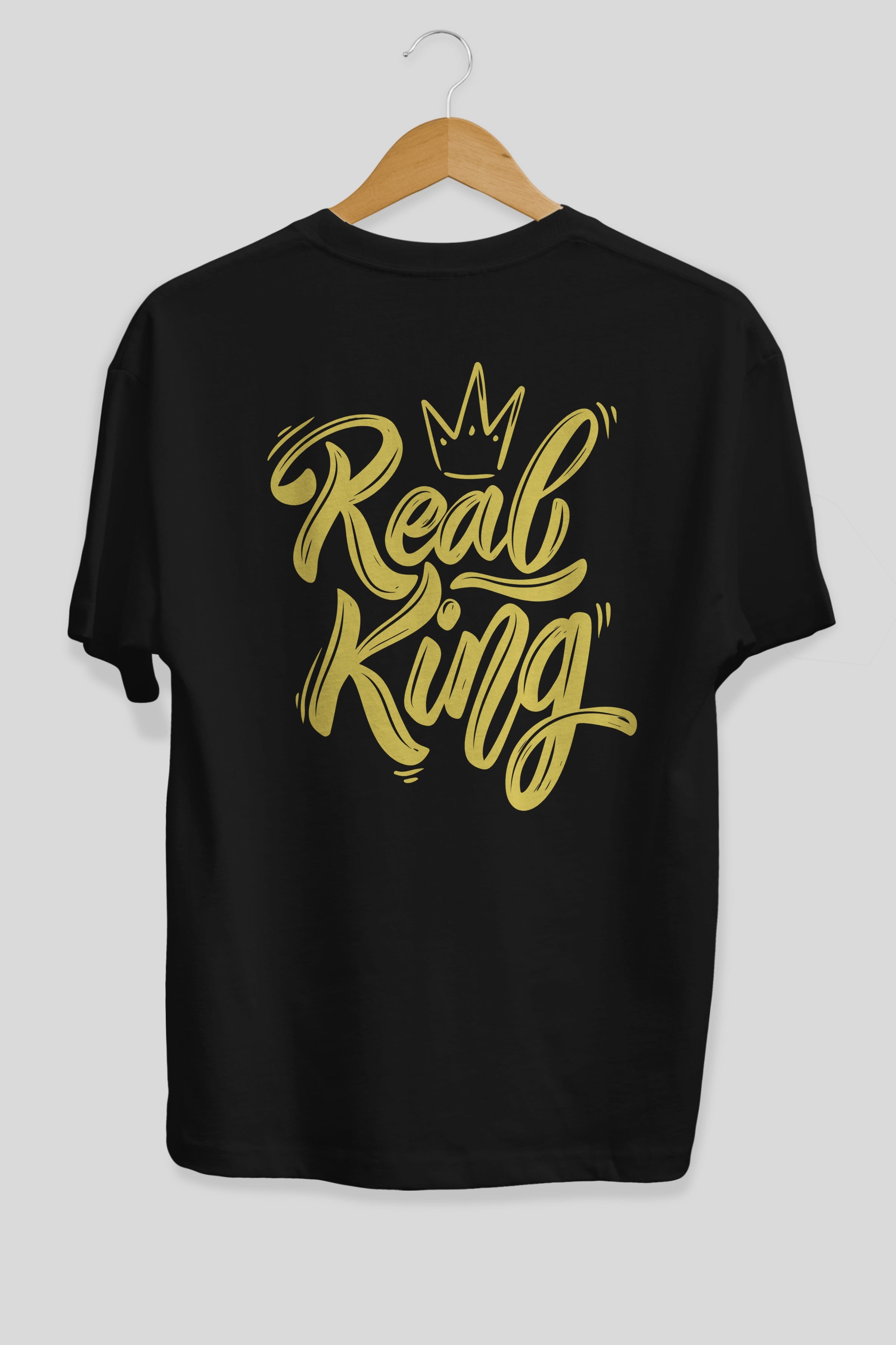 Real King Yazılı Arka Baskılı Oversize t-shirt Erkek Kadın Unisex