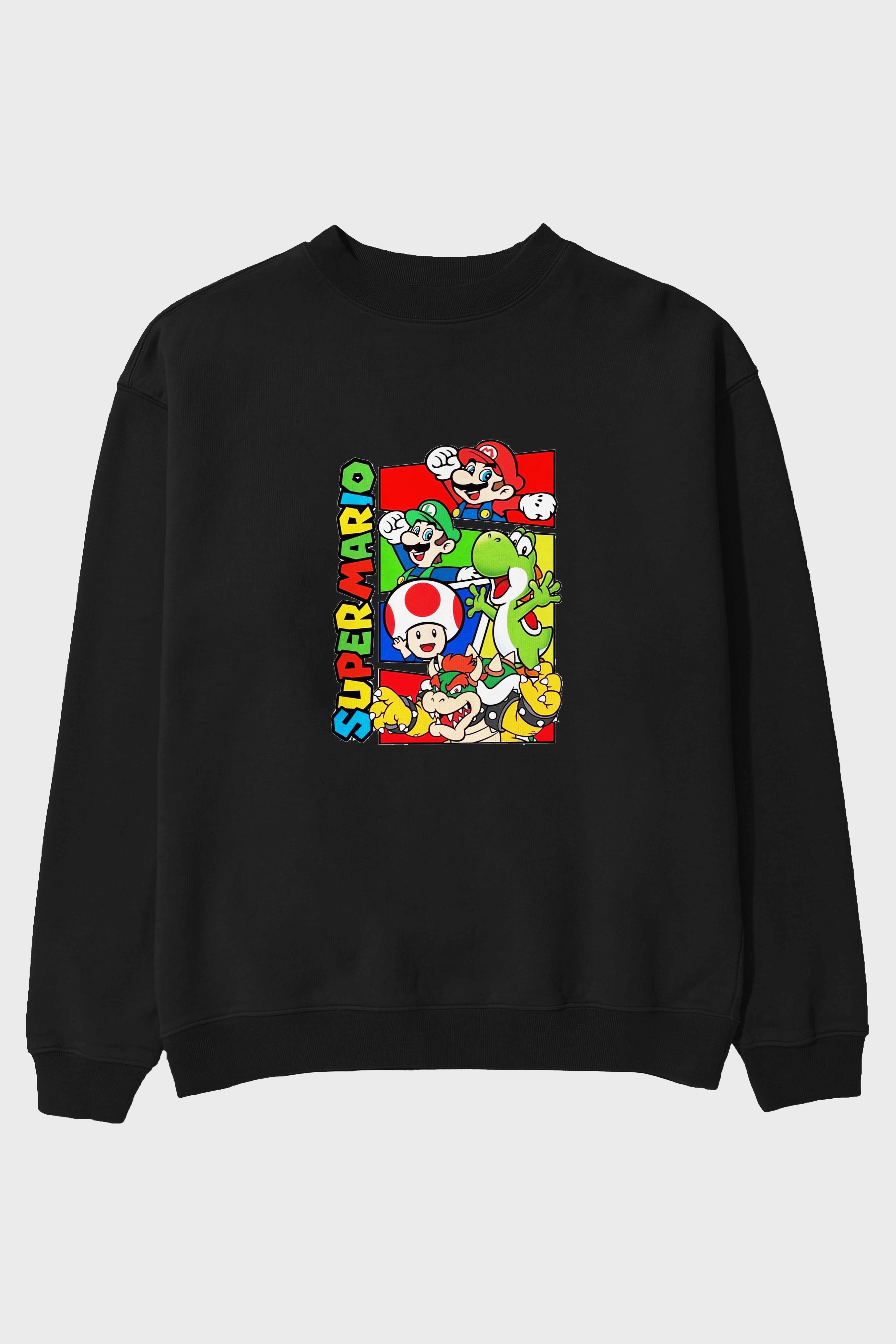 Super Mario Ön Baskılı Oversize Sweatshirt Erkek Kadın Unisex