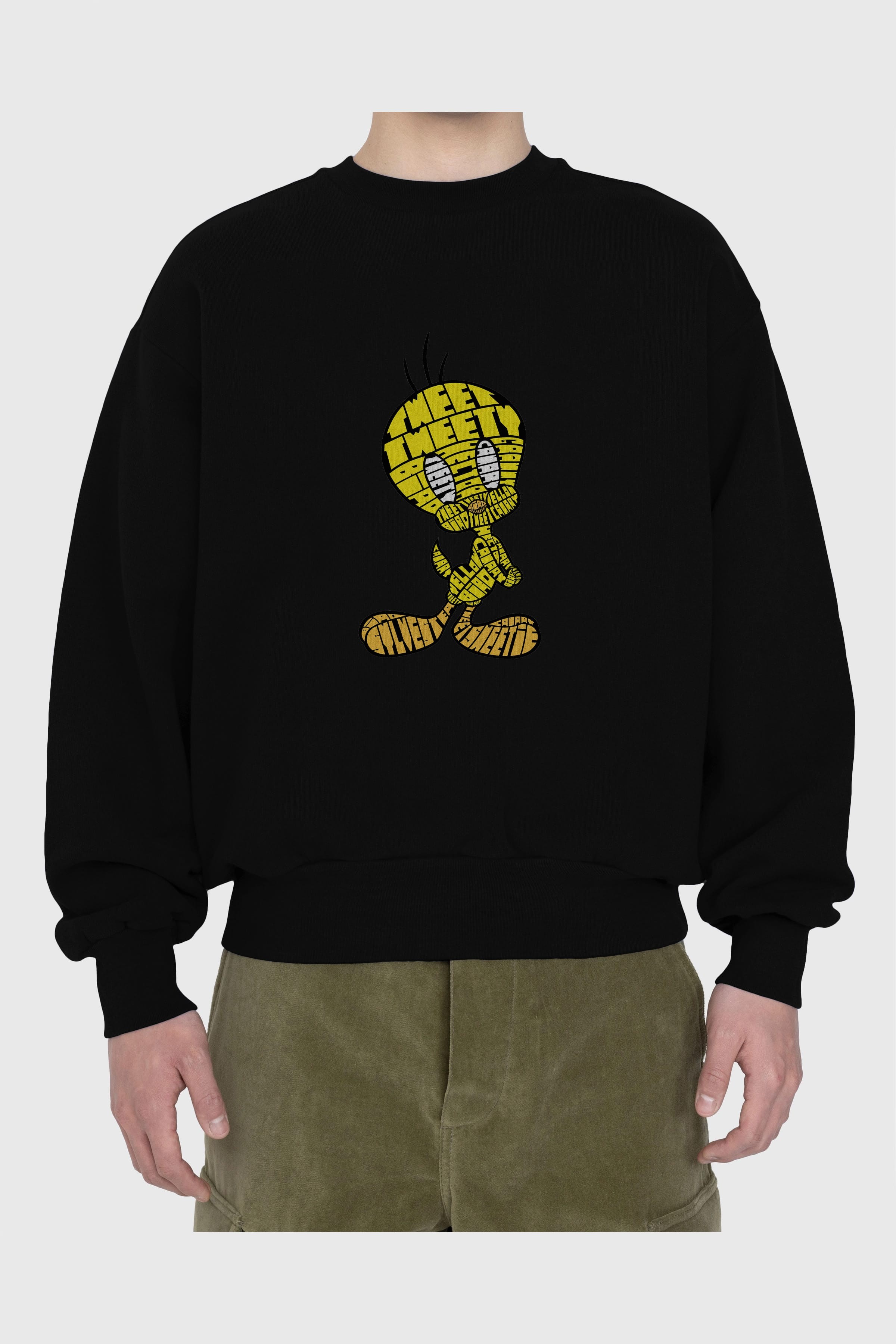 Tweety Ön Baskılı Oversize Sweatshirt Erkek Kadın Unisex