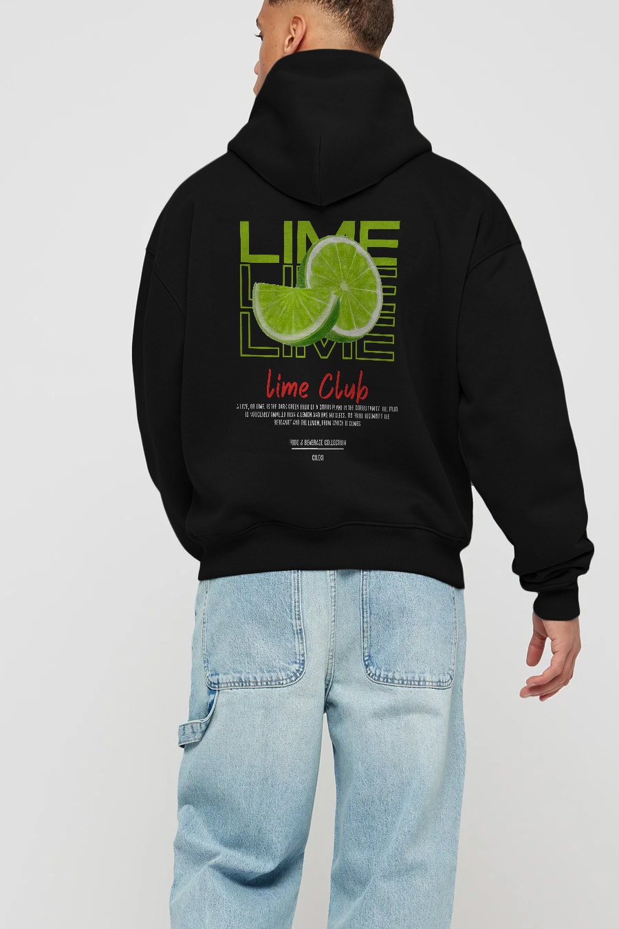 Lime Kokteyl Arka Baskılı Hoodie Oversize Kapüşonlu Sweatshirt Erkek Kadın