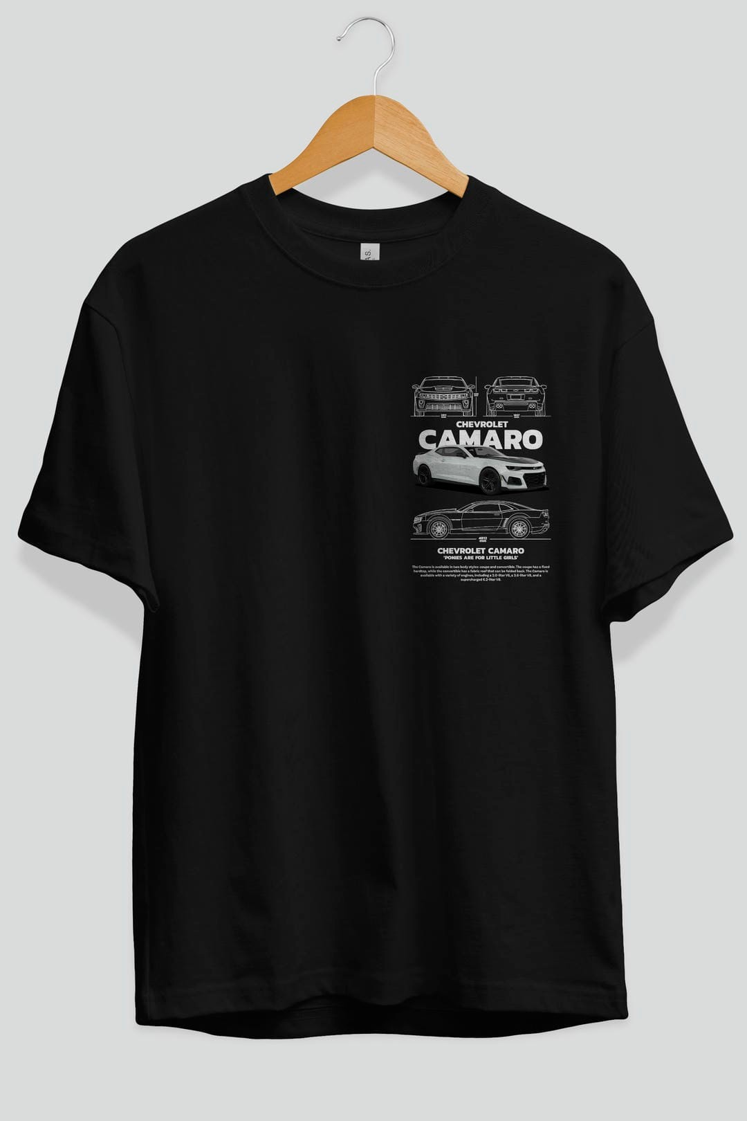 CHEVROLET CAMARO 1 Ön Sol Baskılı Oversize t-shirt Erkek Kadın Unisex %100 Pamuk Bisiklet Yaka tişort