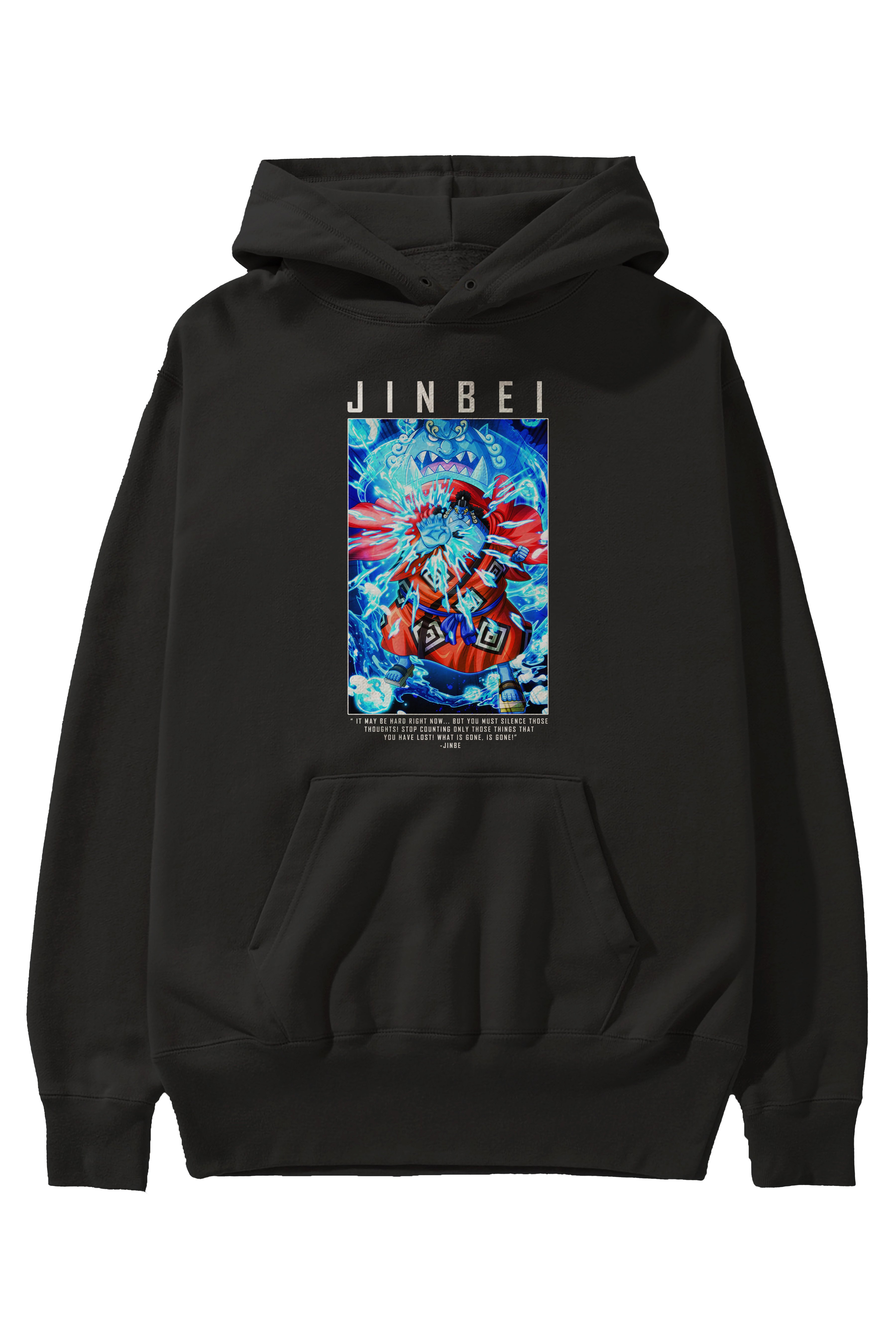 Jinbei Anime Ön Baskılı Hoodie Oversize Kapüşonlu Sweatshirt Erkek Kadın Unisex