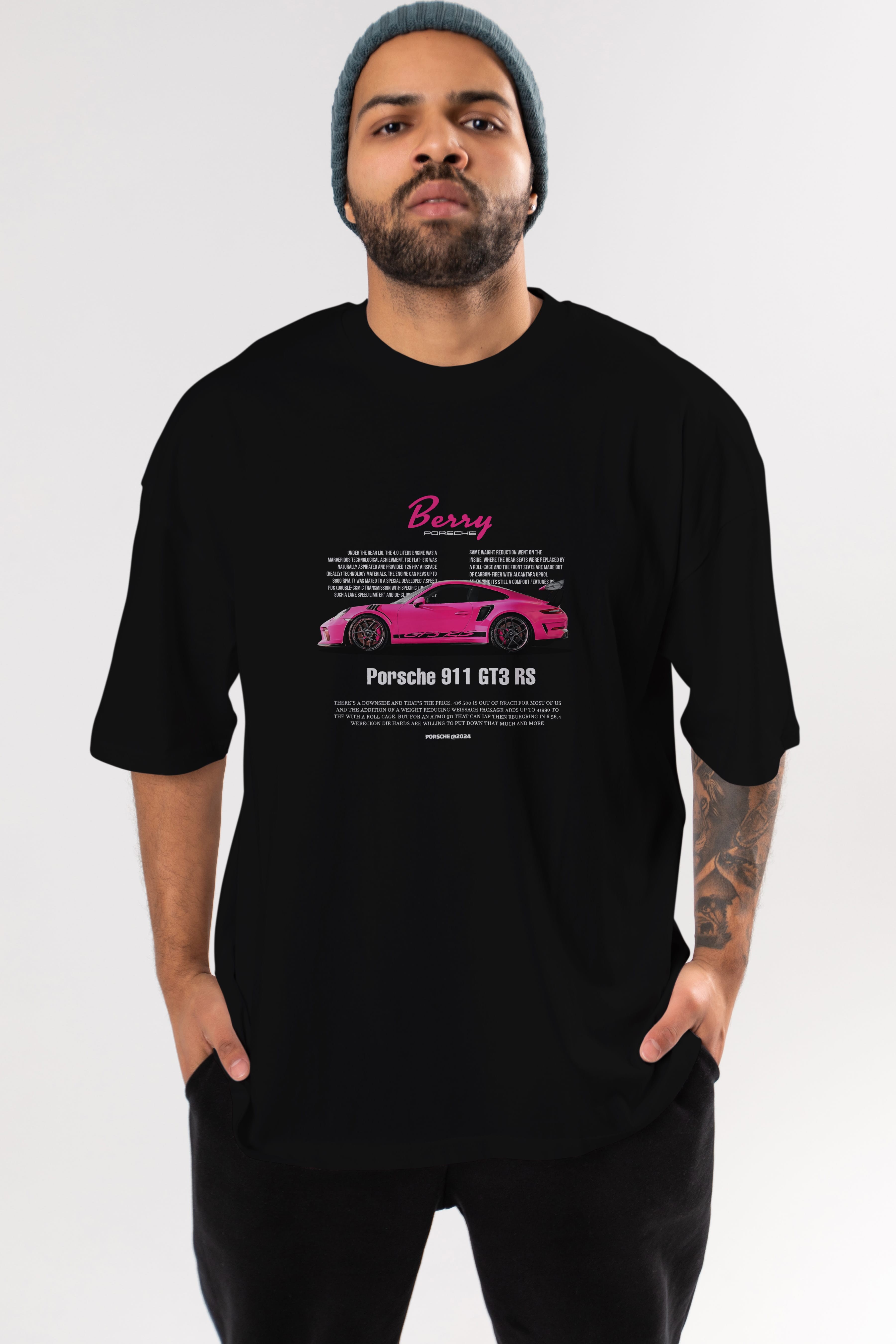 PORSCHE 911 GT3 RS BERRY Ön Baskılı Oversize t-shirt Erkek Kadın Unisex %100 Pamuk Bisiklet Yaka tişort