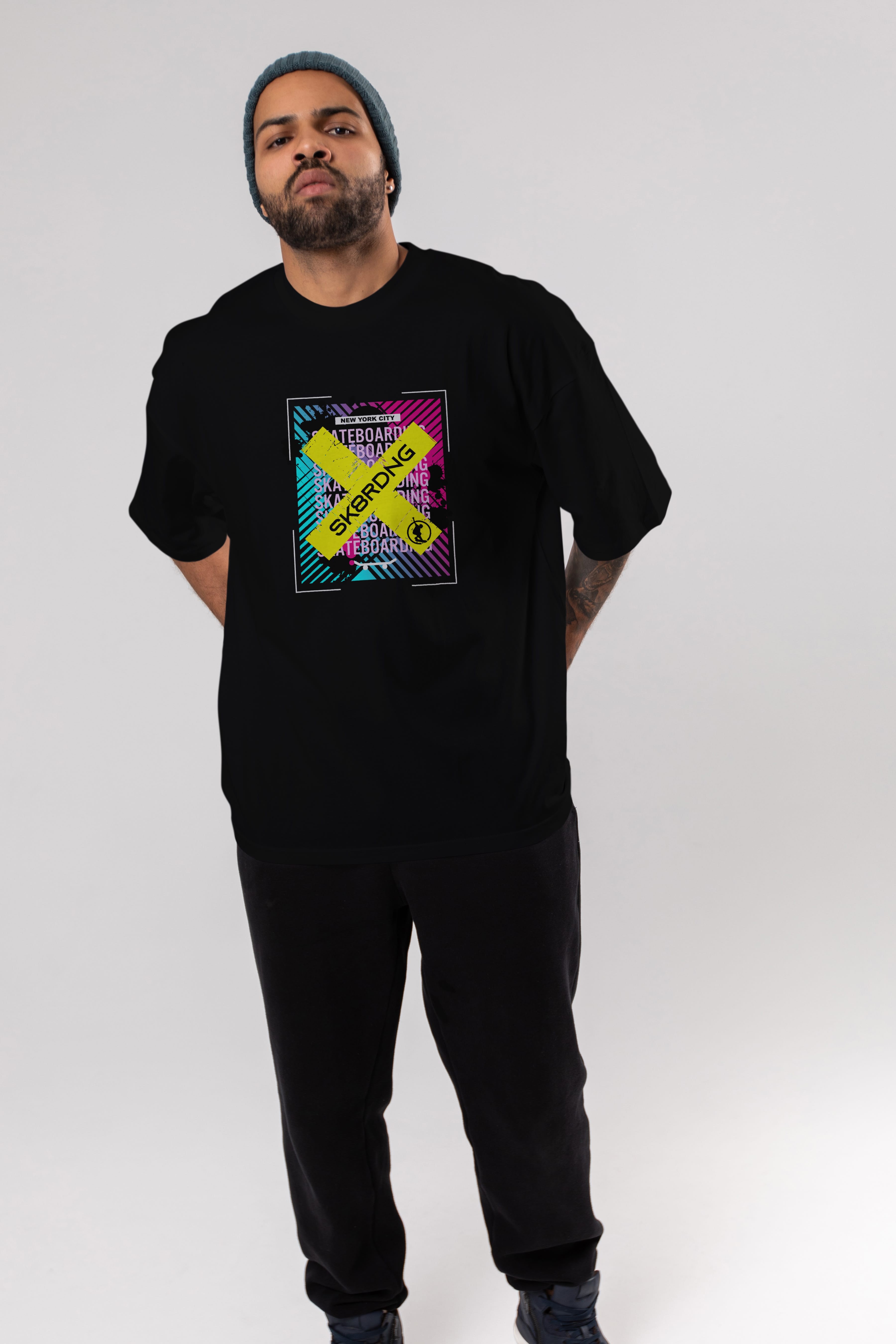Skatebording Ön Baskılı Oversize t-shirt Erkek Kadın Unisex