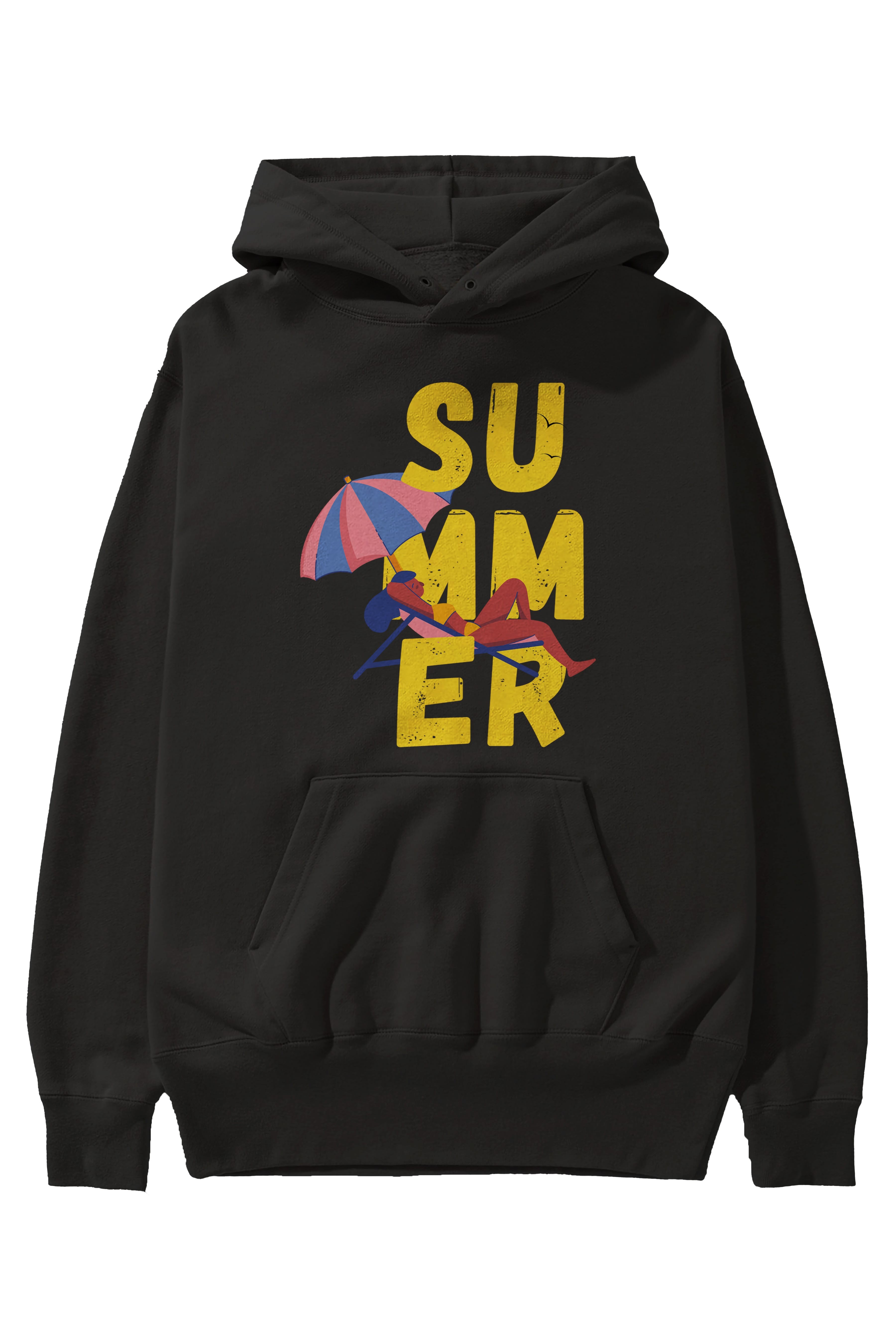 Summer Yazılı Ön Baskılı Oversize Hoodie Kapüşonlu Sweatshirt Erkek Kadın Unisex