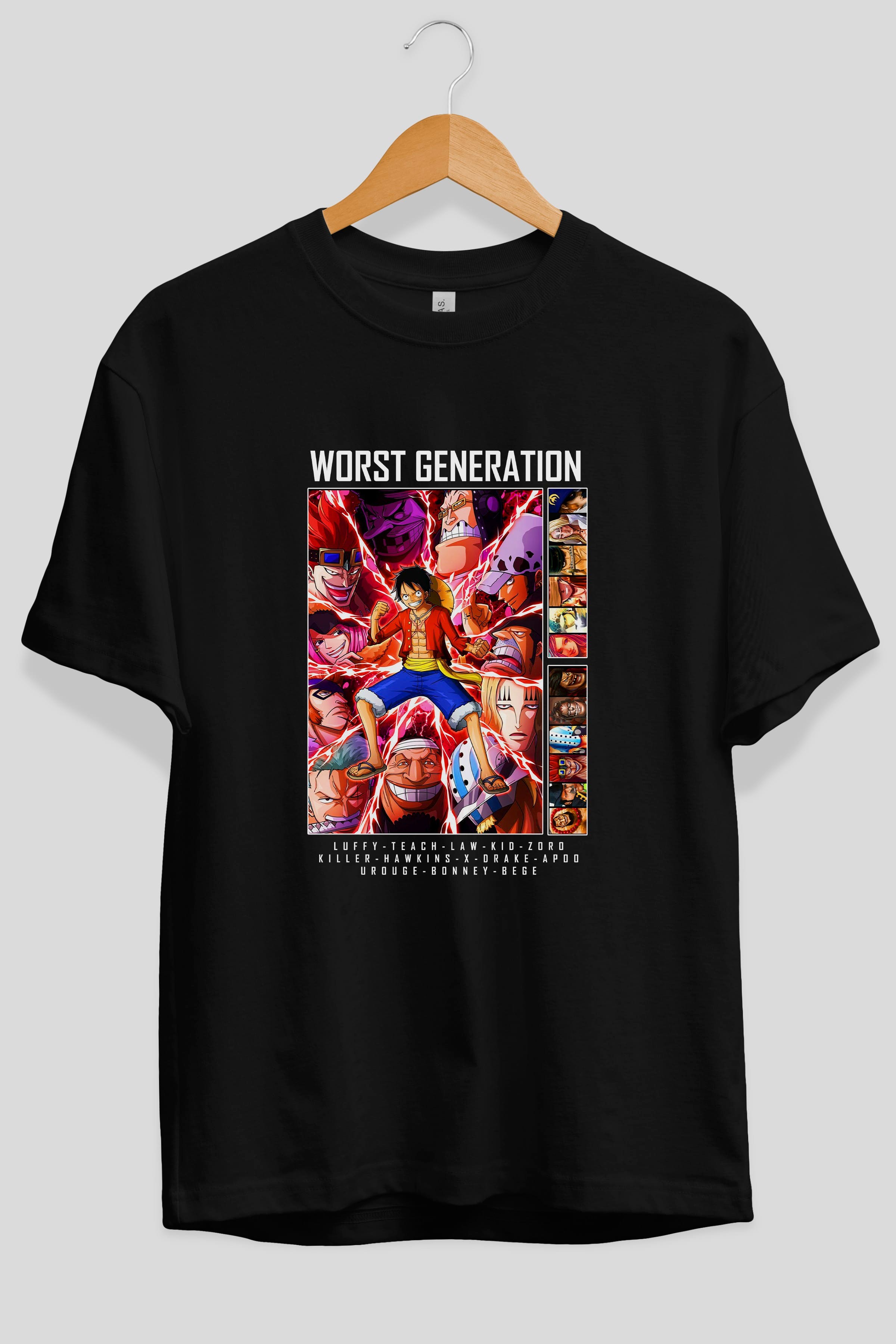 Worst Generation Anime Ön Baskılı Oversize t-shirt Erkek Kadın Unisex