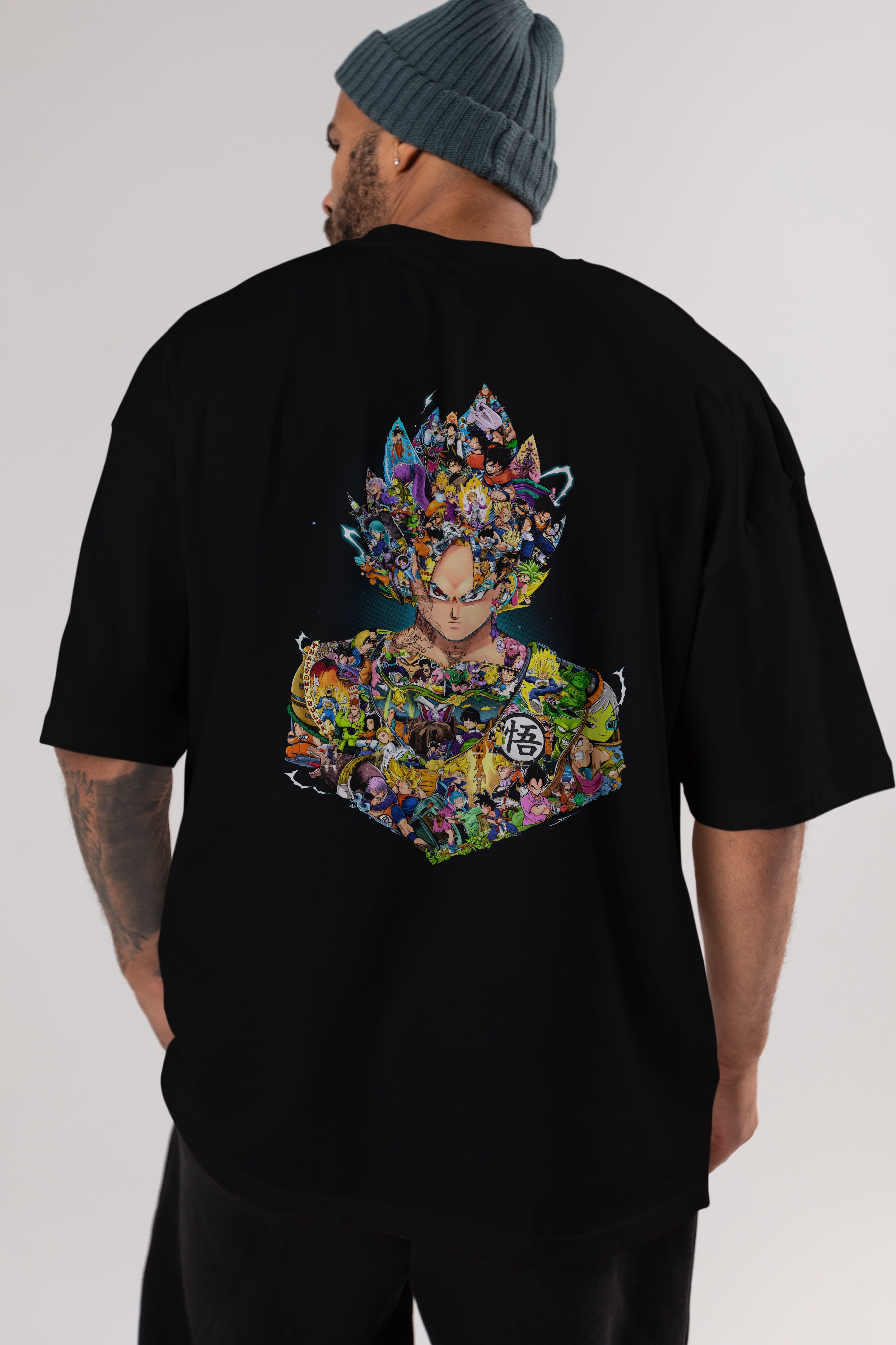 DRAGON BALL ART Anime Arka Baskılı Oversize t-shirt Erkek Kadın Unisex