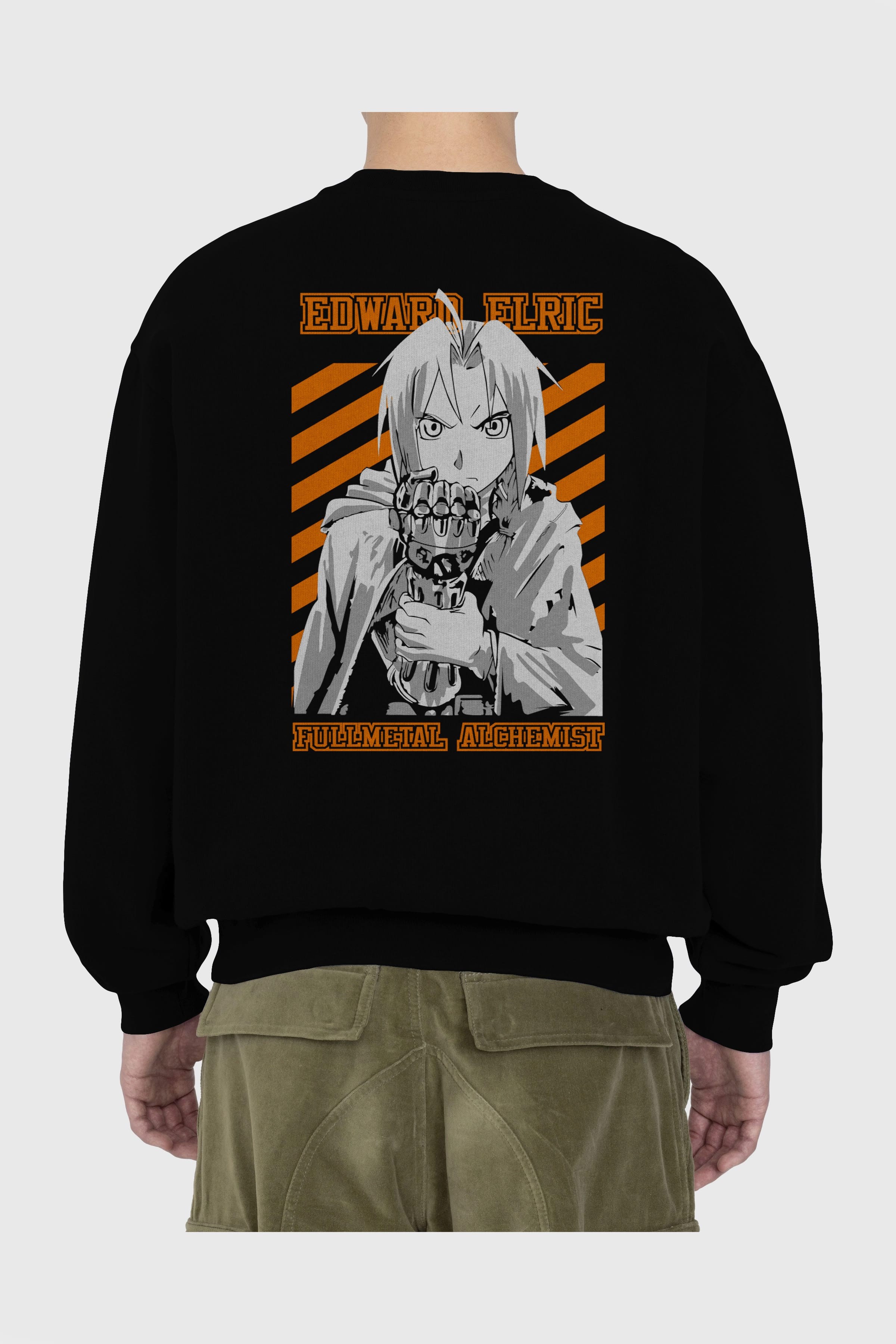 EDWARD ELRIC Anime Arka Baskılı Oversize Sweatshirt Erkek Kadın Unisex