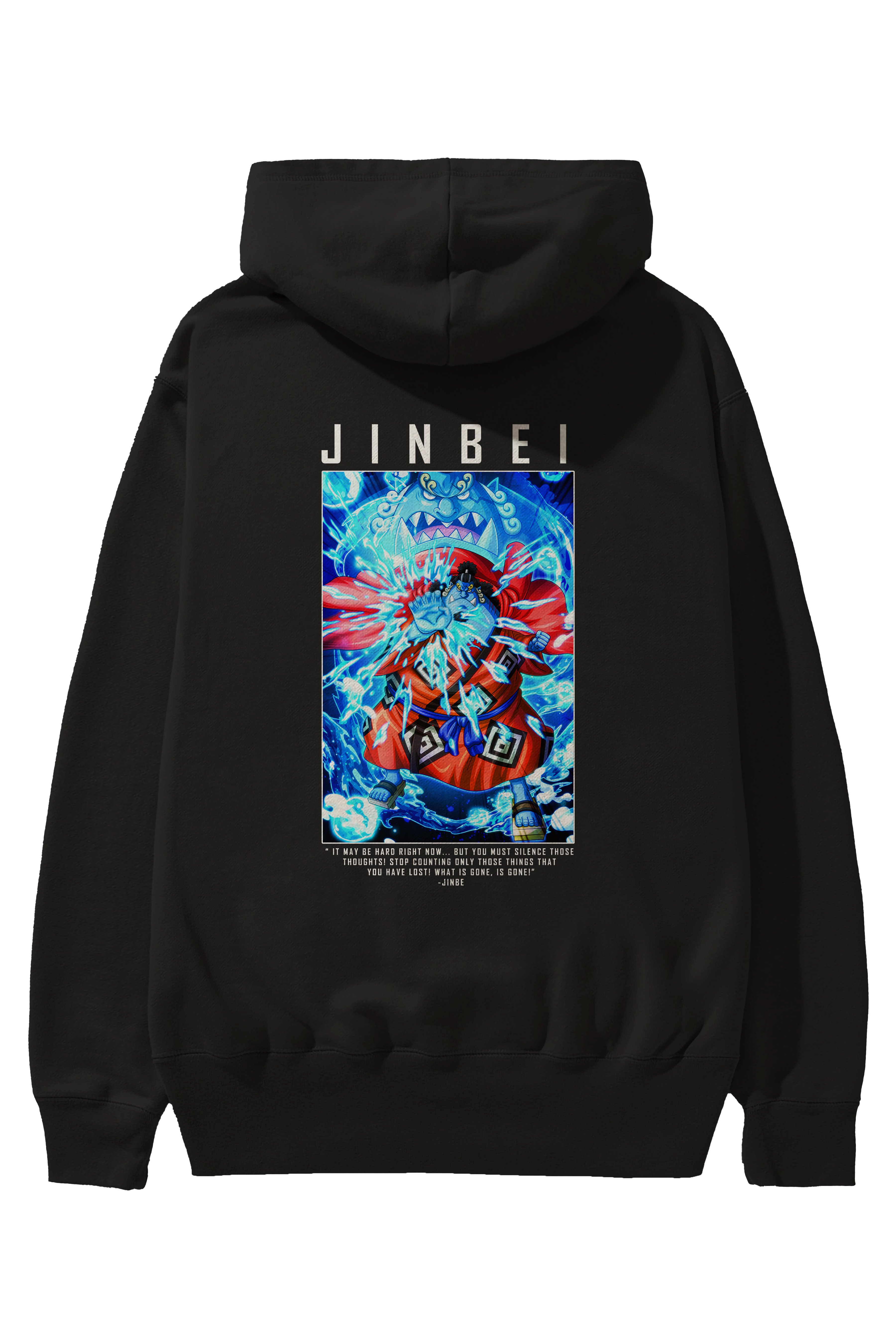 Jinbei Anime Arka Baskılı Hoodie Oversize Kapüşonlu Sweatshirt Erkek Kadın Unisex