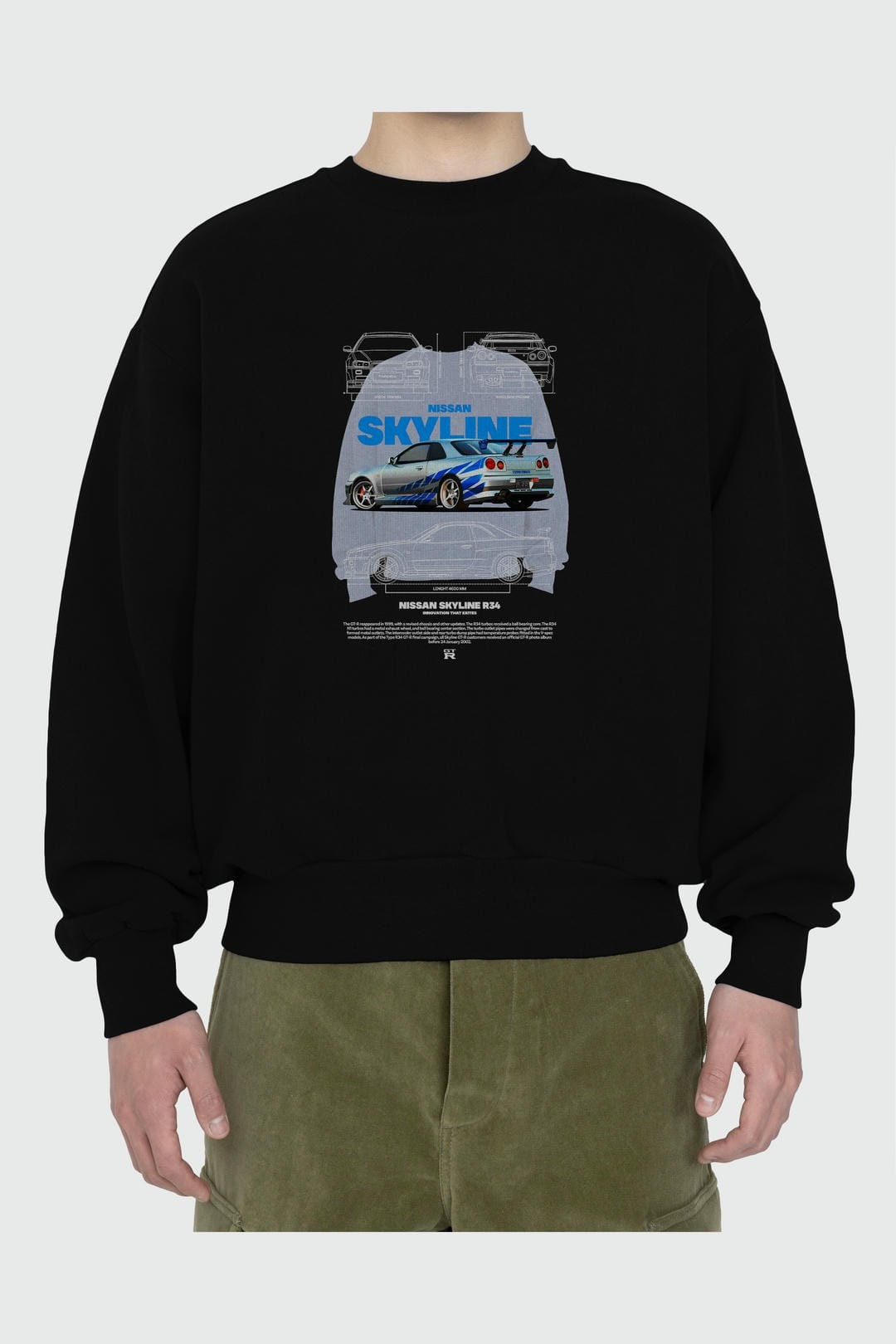 Nissan SKYLINE 34 FAST AND FURIOUS Ön Baskılı Anime Oversize Sweatshirt Erkek Kadın Unisex