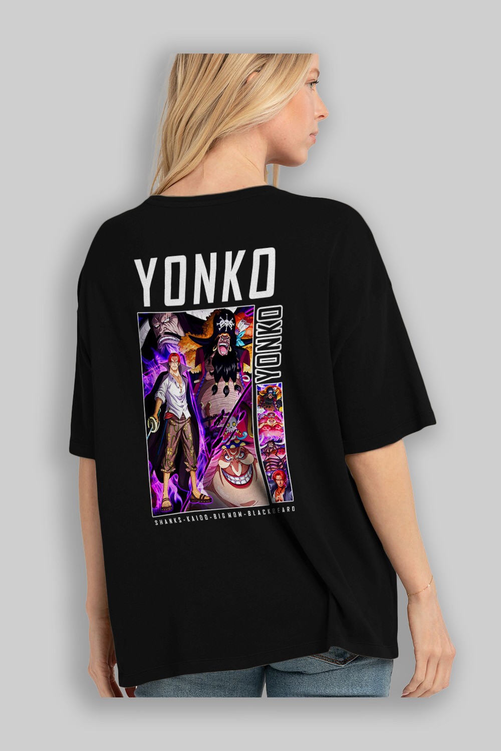 Yonko Anime Arka Baskılı Oversize t-shirt Erkek Kadın Unisex %100 pamuk tişort