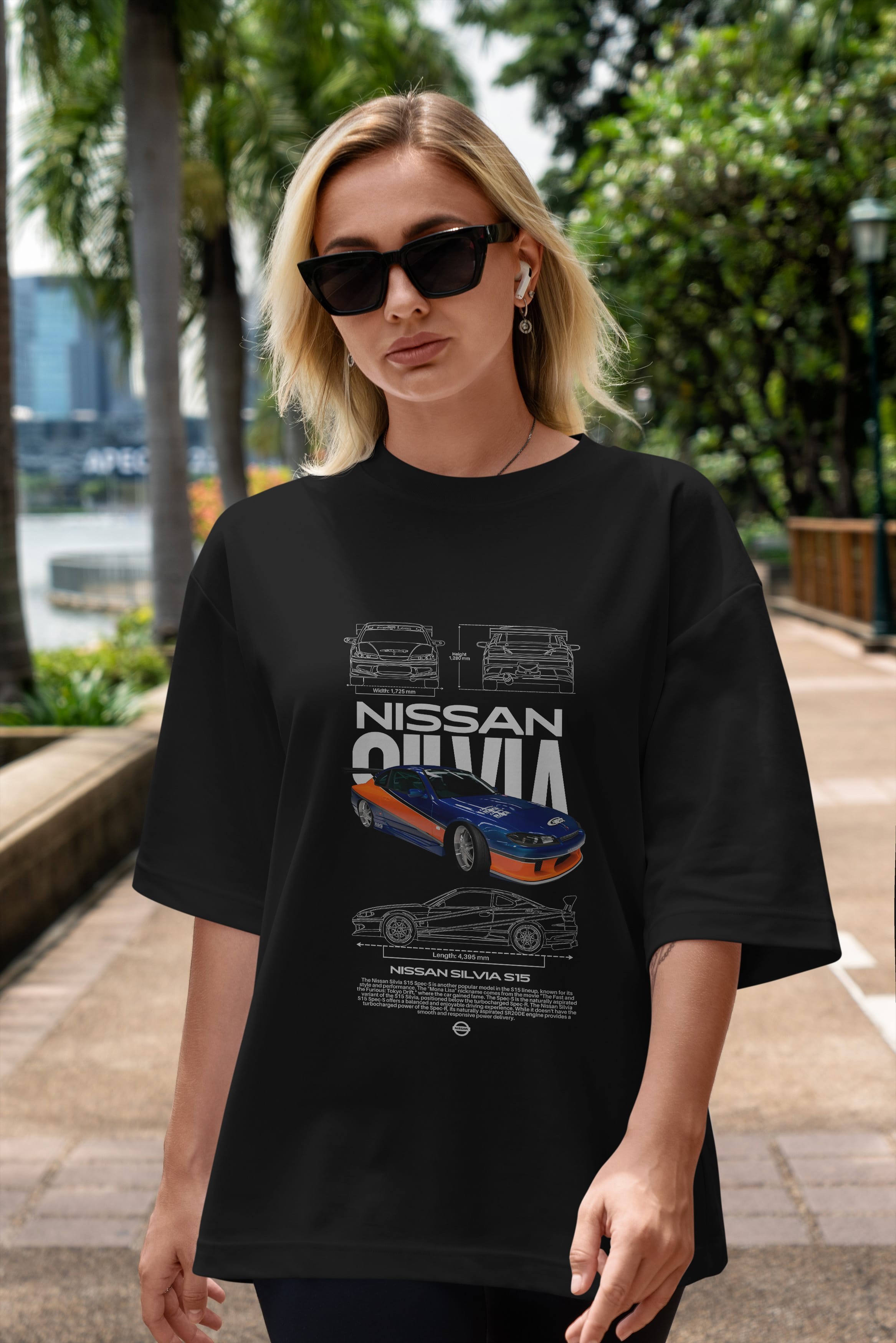 nissan silvia 3 Ön Baskılı Oversize t-shirt Erkek Kadın Unisex %100 Pamuk Bisiklet Yaka tişort