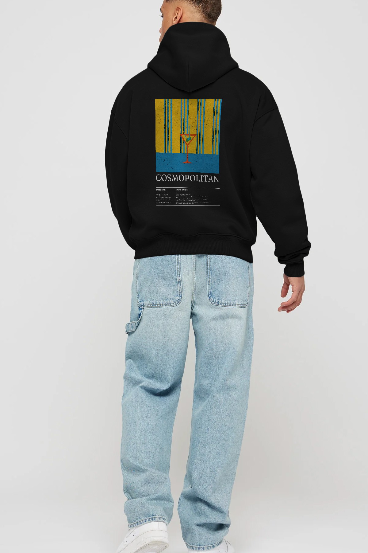 Cosmopolitan Kokteyl Arka Baskılı Hoodie Oversize Kapüşonlu Sweatshirt Erkek Kadın