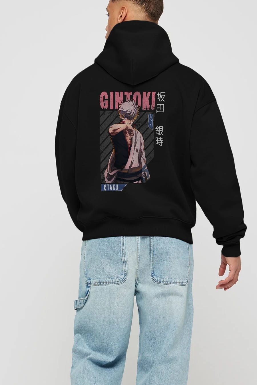 Gintoki Sakata Anime Arka Baskılı Hoodie Oversize Kapüşonlu Sweatshirt Erkek Kadın Unisex