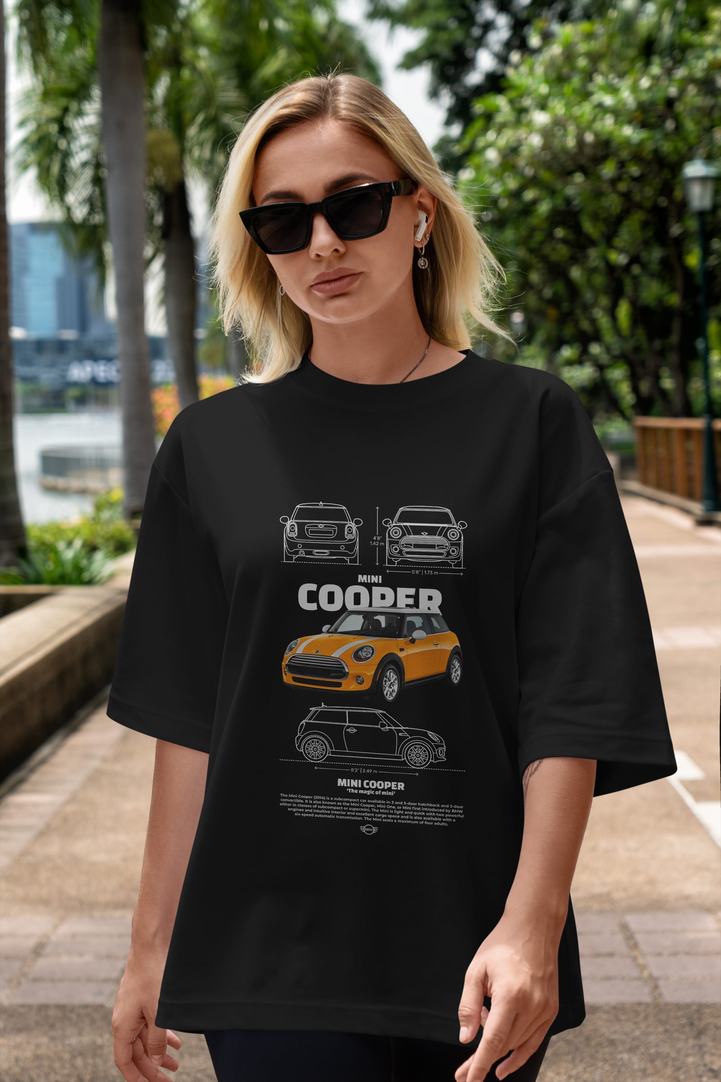 MINI COOPER 1 Ön Baskılı Oversize t-shirt Erkek Kadın Unisex %100 Pamuk Bisiklet Yaka tişort