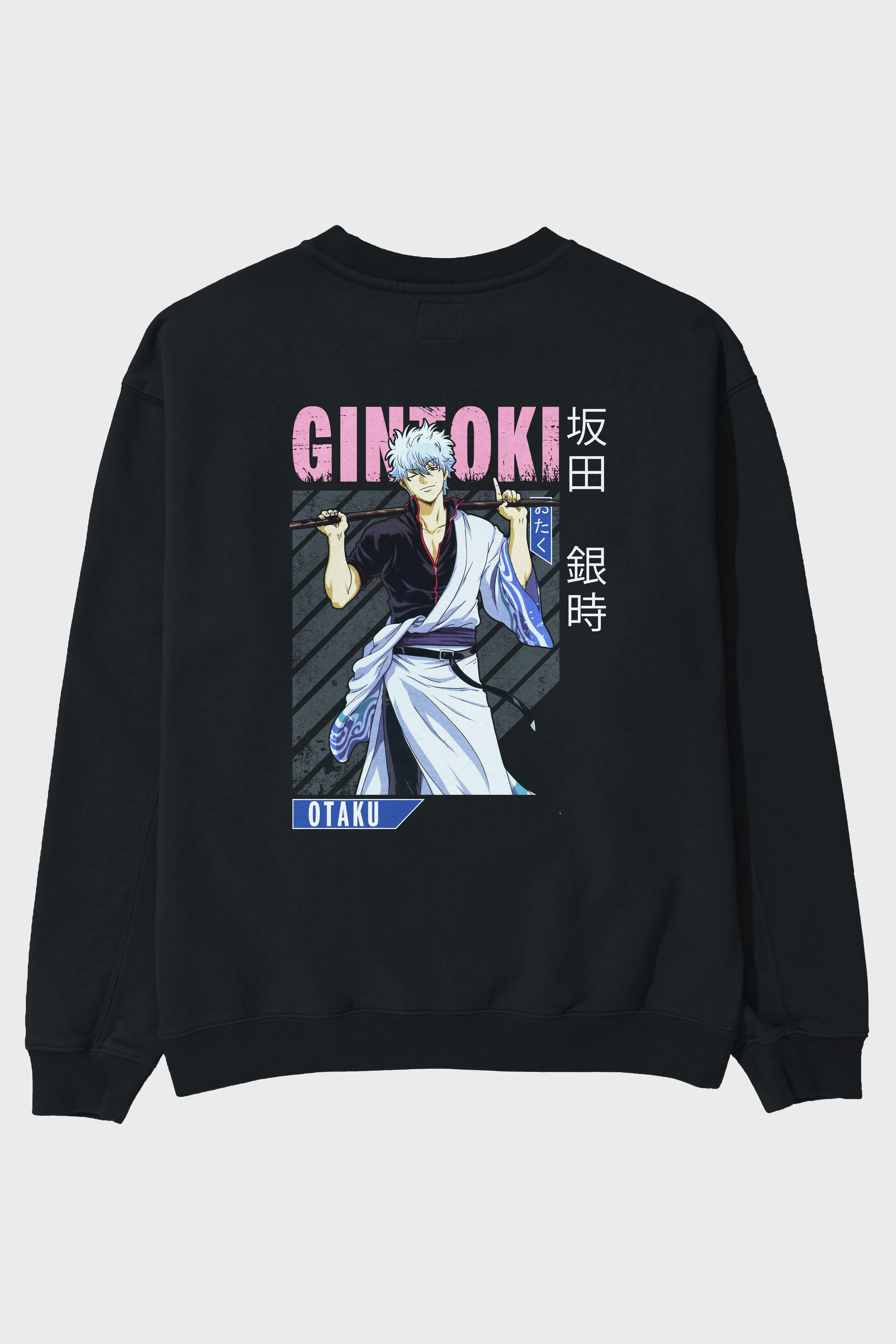 Gintoki Sakata GINTAMA 3 Anime Arka Baskılı Oversize Sweatshirt Erkek Kadın Unisex