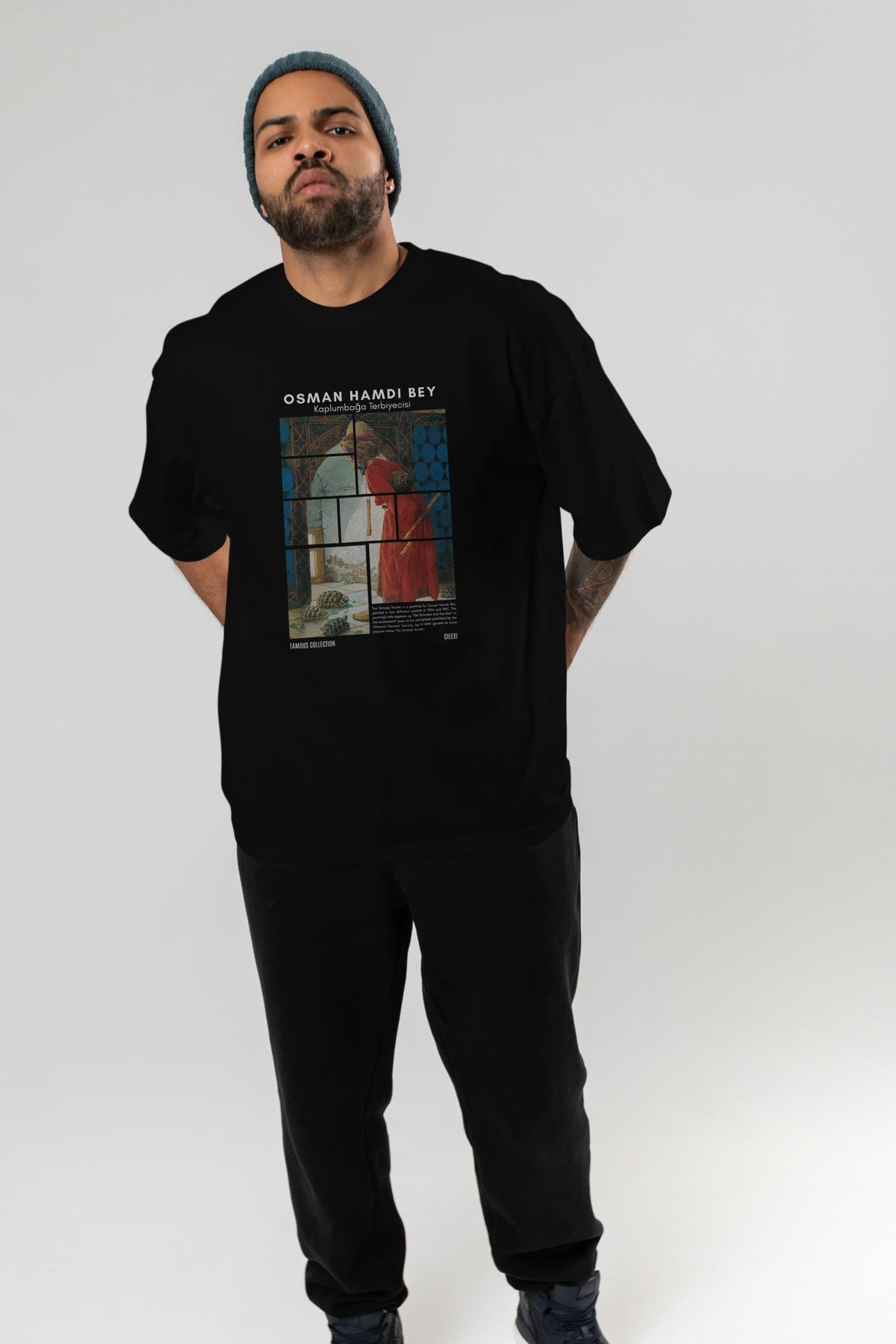 Osman Hamdi Bey ön Baskılı Oversize t-shirt Erkek Kadın Bisiklet Yaka Pamuk tişort