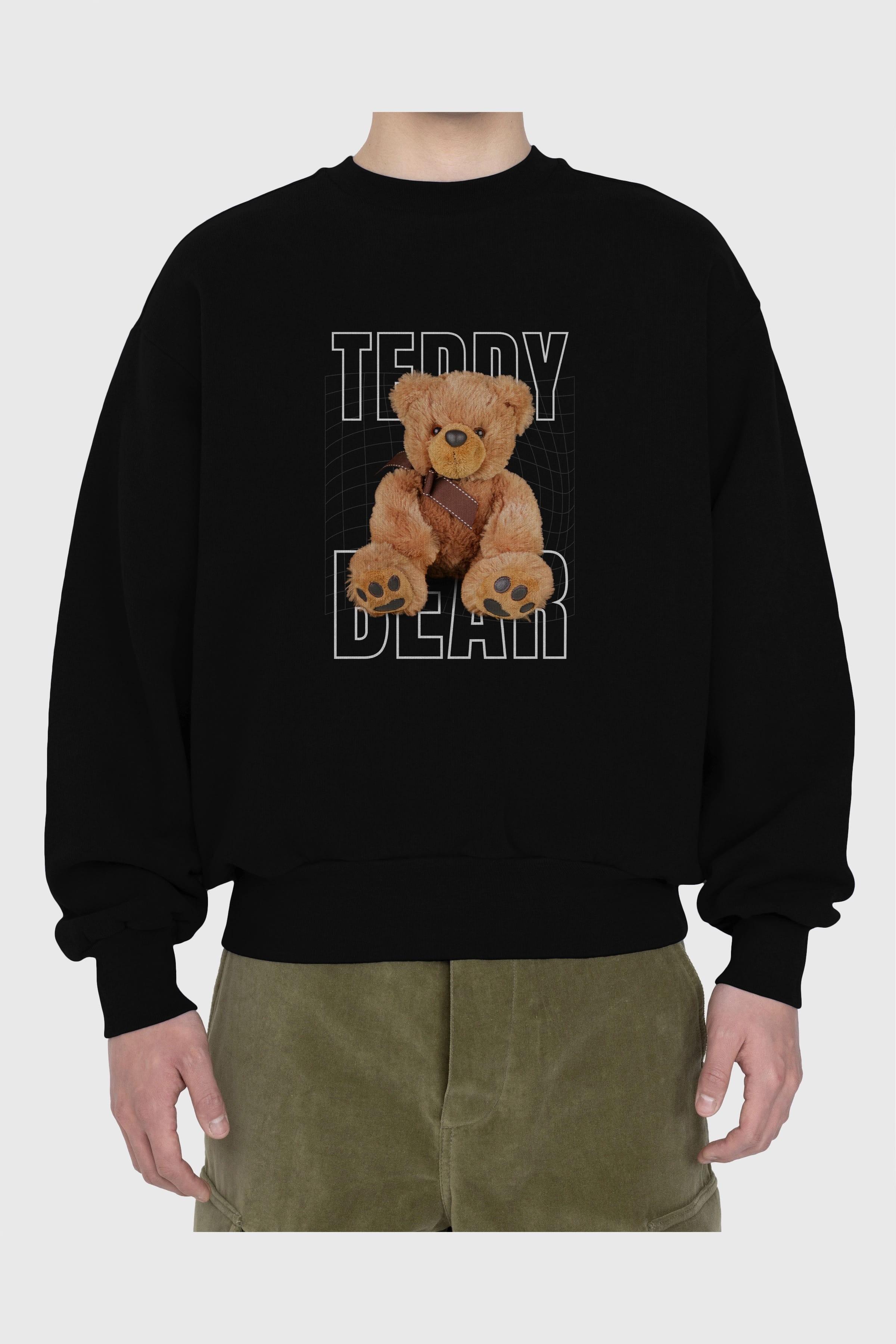 Teddy Bear Yazılı Ön Baskılı Oversize Sweatshirt Erkek Kadın Unisex