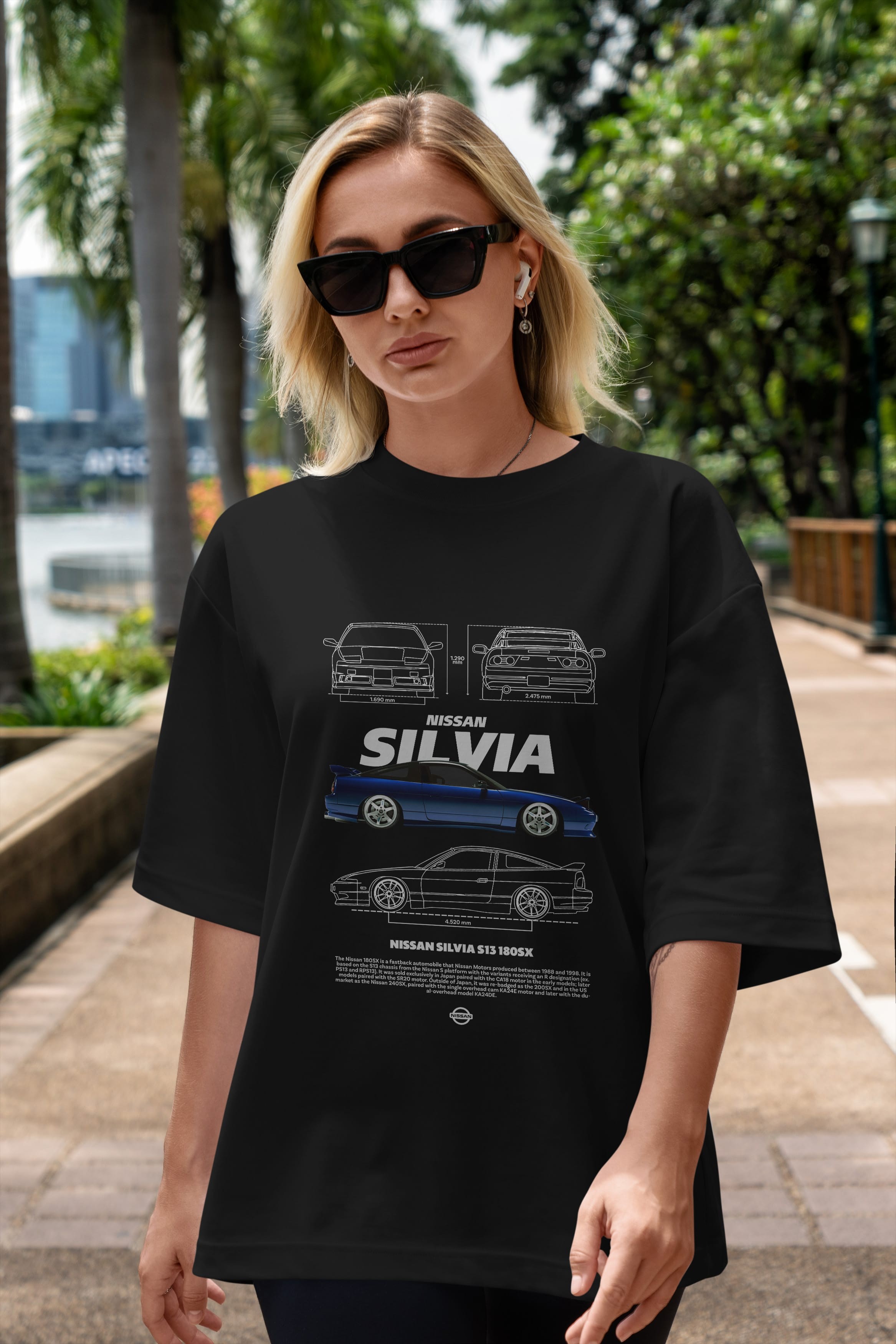 NISSAN SILVIA 2 Ön Baskılı Oversize t-shirt Erkek Kadın Unisex %100 Pamuk Bisiklet Yaka tişort