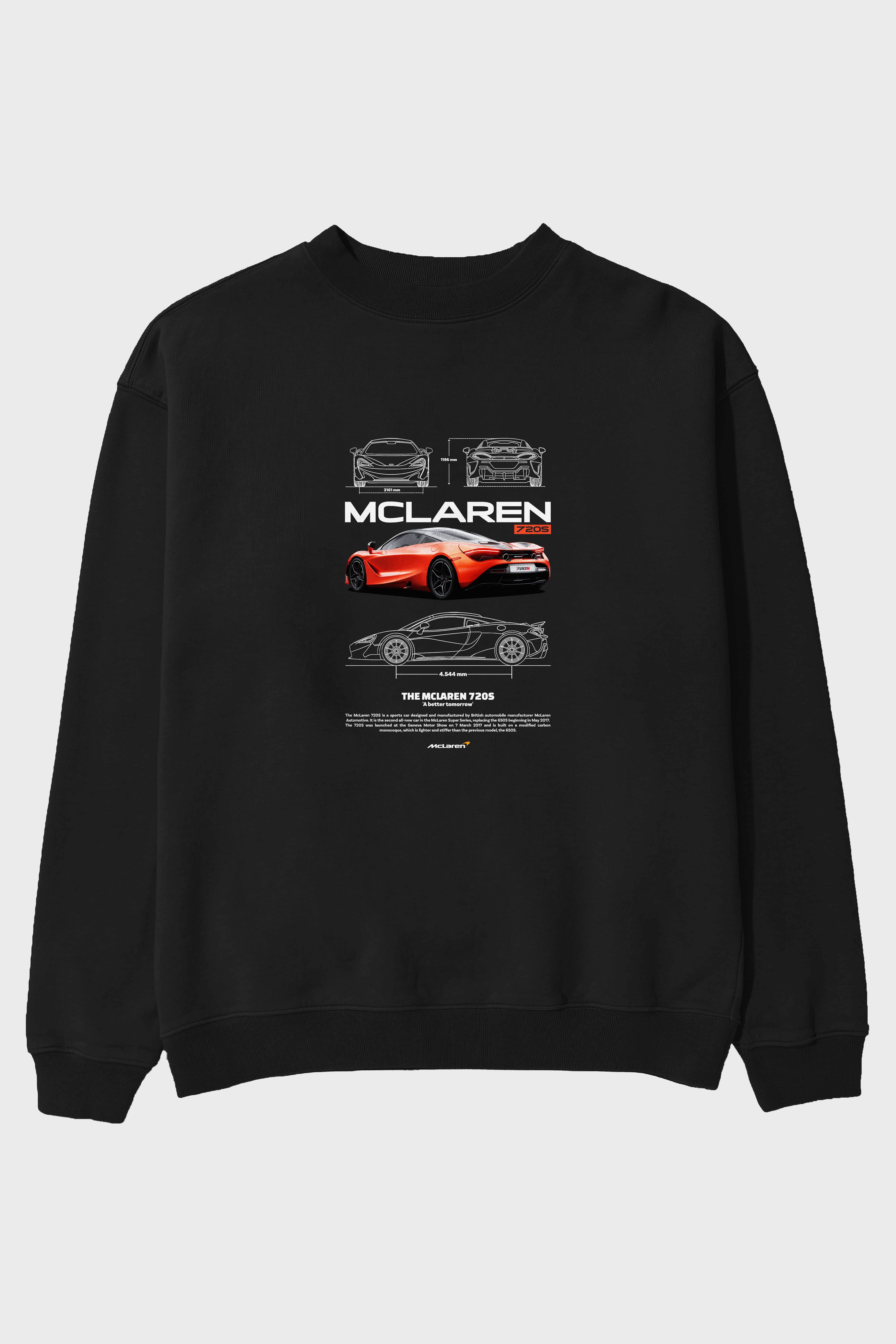 MCLAREN 720S 1 Ön Baskılı Anime Oversize Sweatshirt Erkek Kadın Unisex