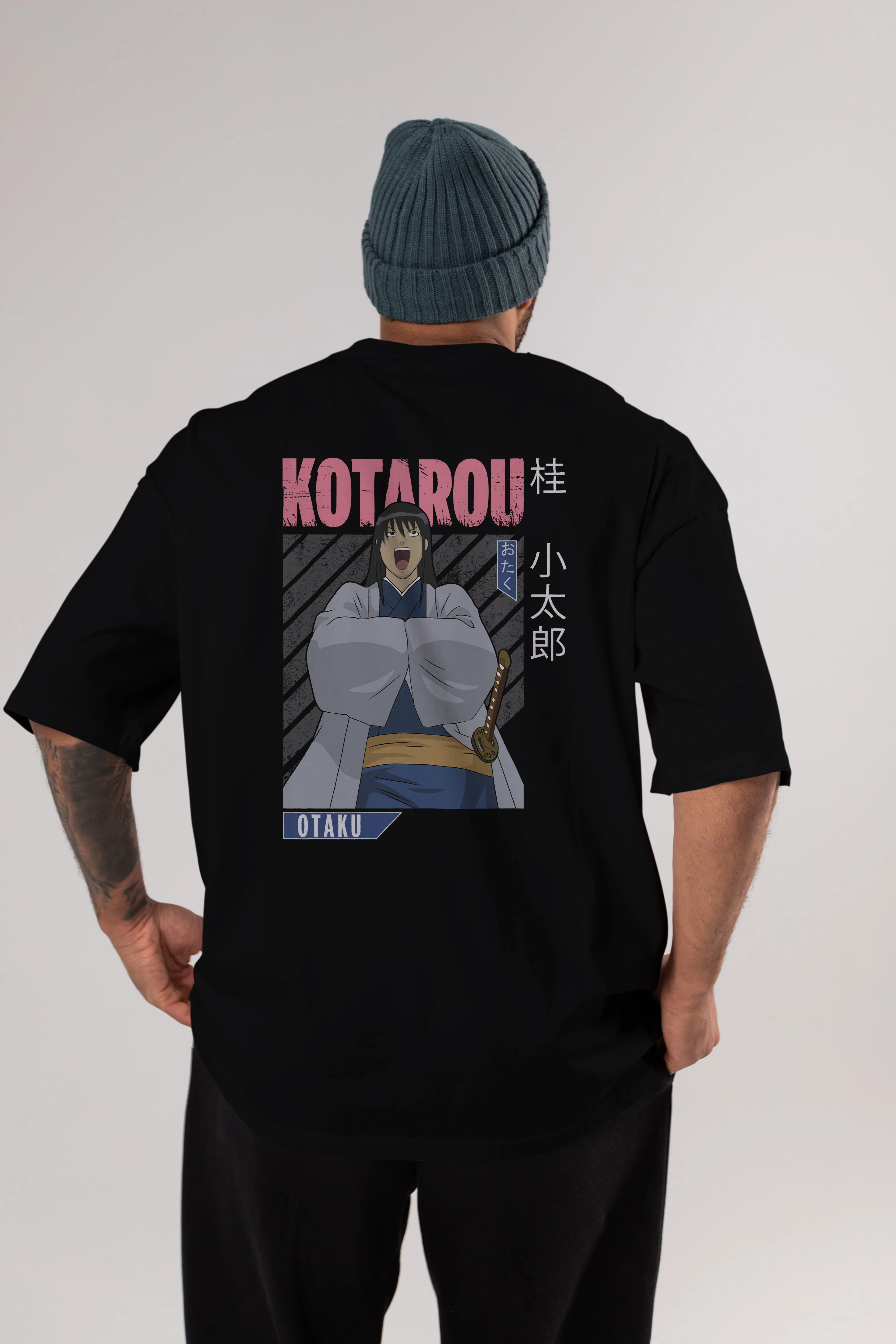 Kotarou Katsura GINTAMA 1 Anime Arka Baskılı Oversize t-shirt Erkek Kadın Unisex