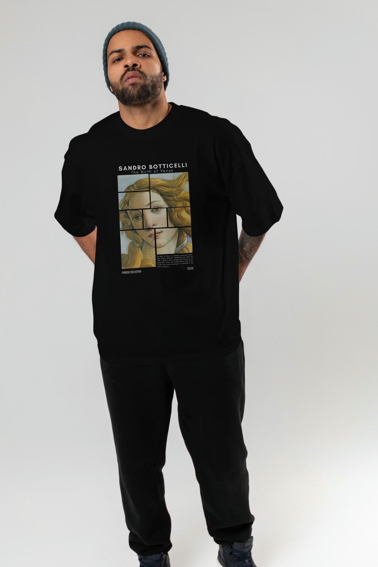 Sandro Botticelli ön Baskılı Oversize t-shirt Erkek Kadın Bisiklet Yaka Pamuk tişort