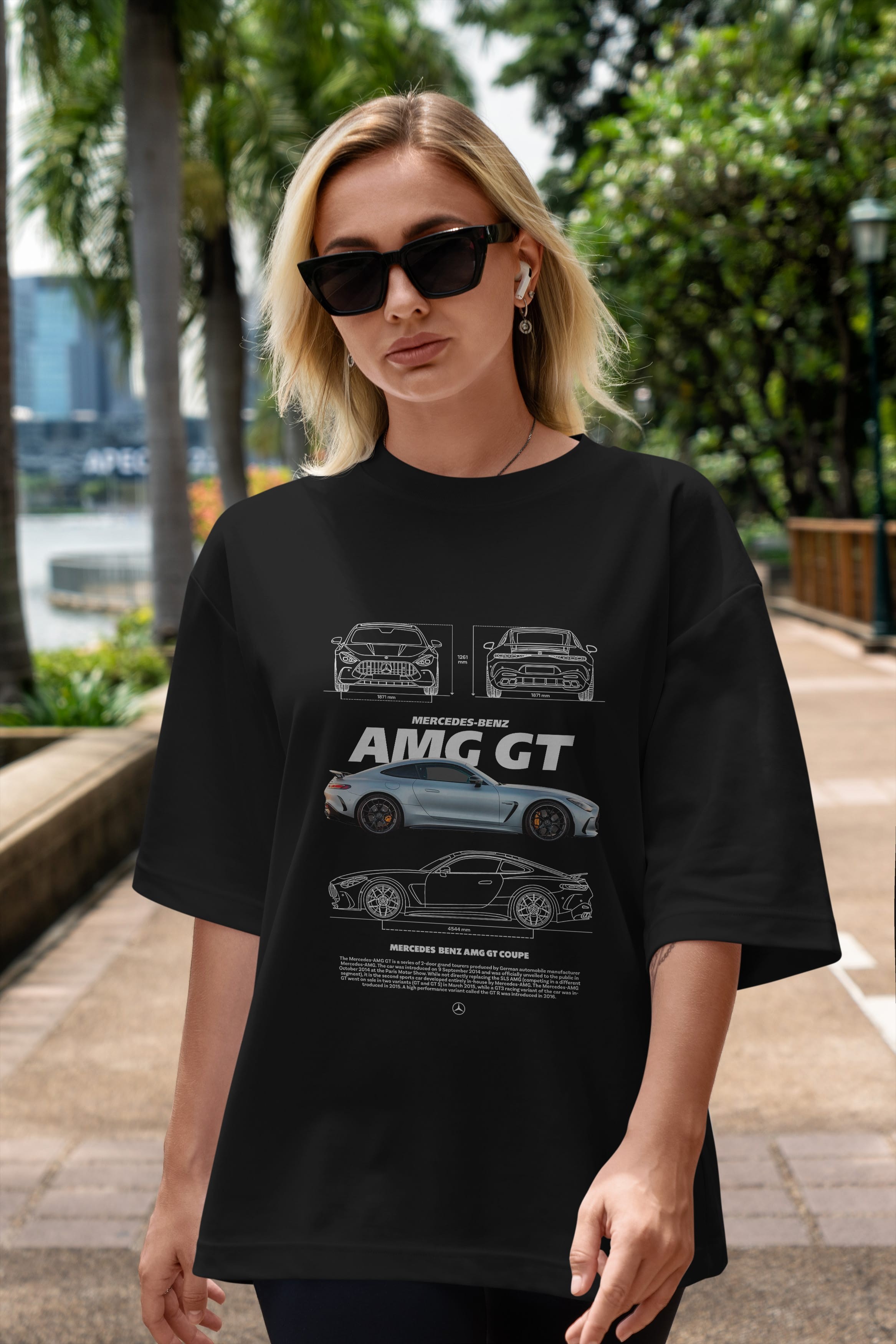 Mercedes AMG GT Coupe Ön Baskılı Oversize t-shirt Erkek Kadın Unisex %100 Pamuk Bisiklet Yaka tişort