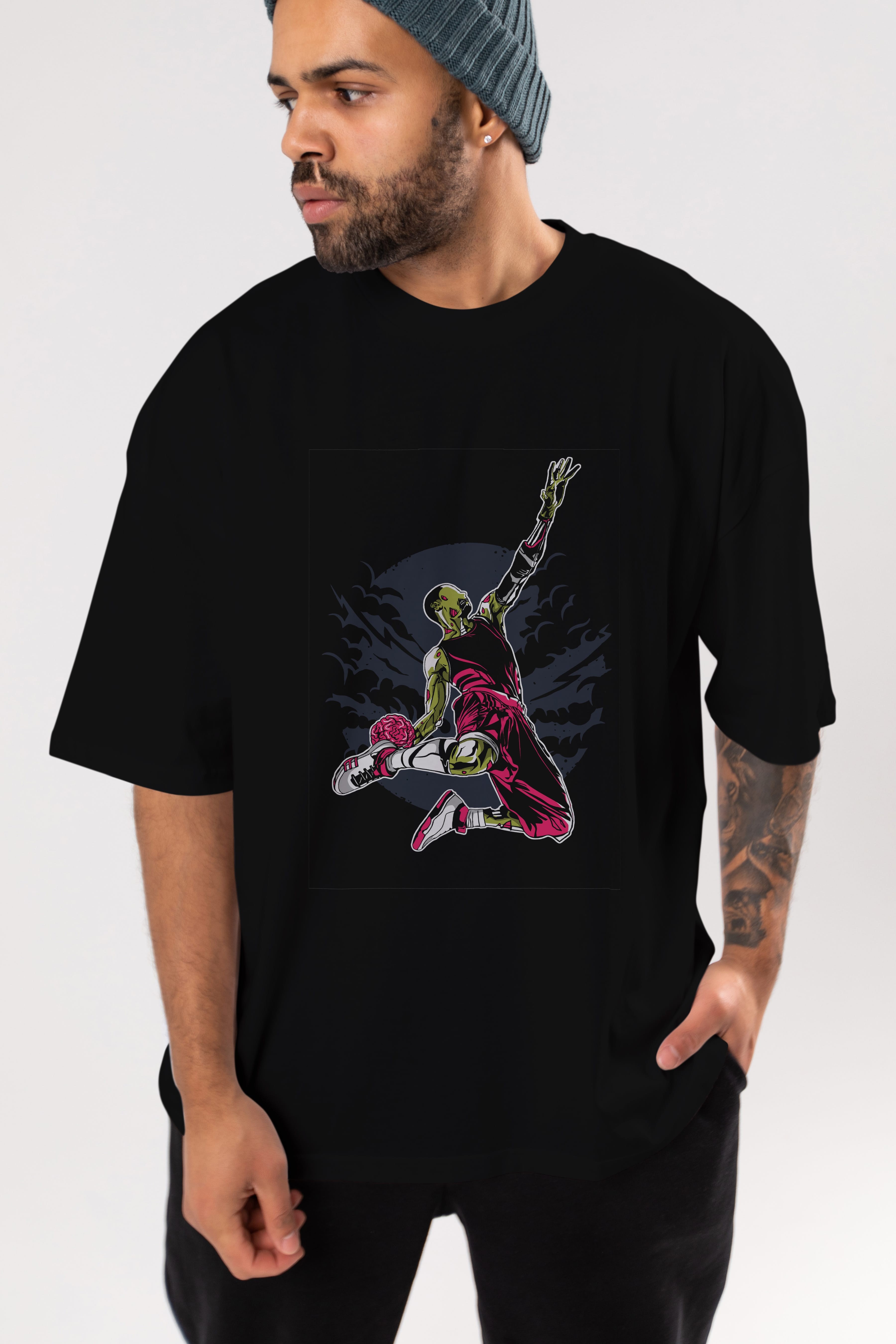 Zombie Slam Dunk Ön Baskılı Oversize t-shirt Erkek Kadın Unisex %100 Pamuk tişort