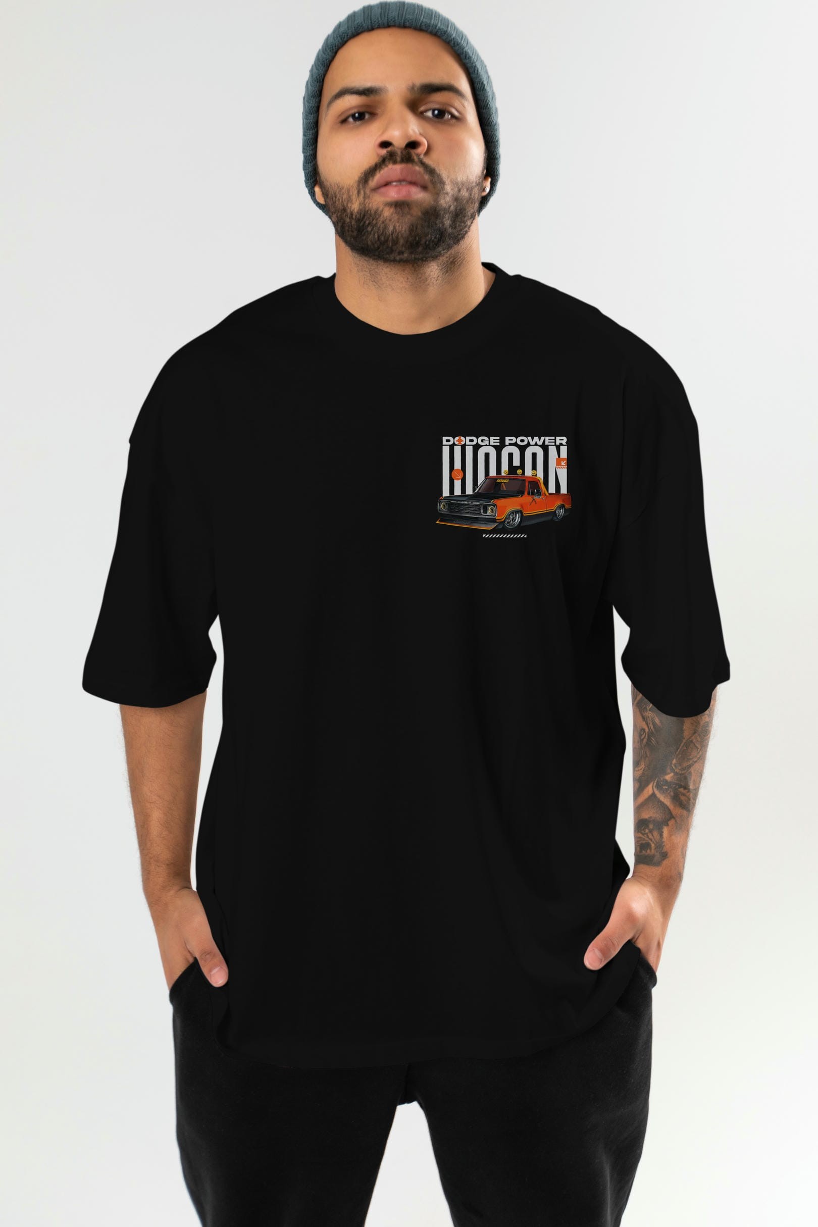 DODGE POWER WAGON Ön Sol Baskılı Oversize t-shirt Erkek Kadın Unisex %100 Pamuk Bisiklet Yaka tişort