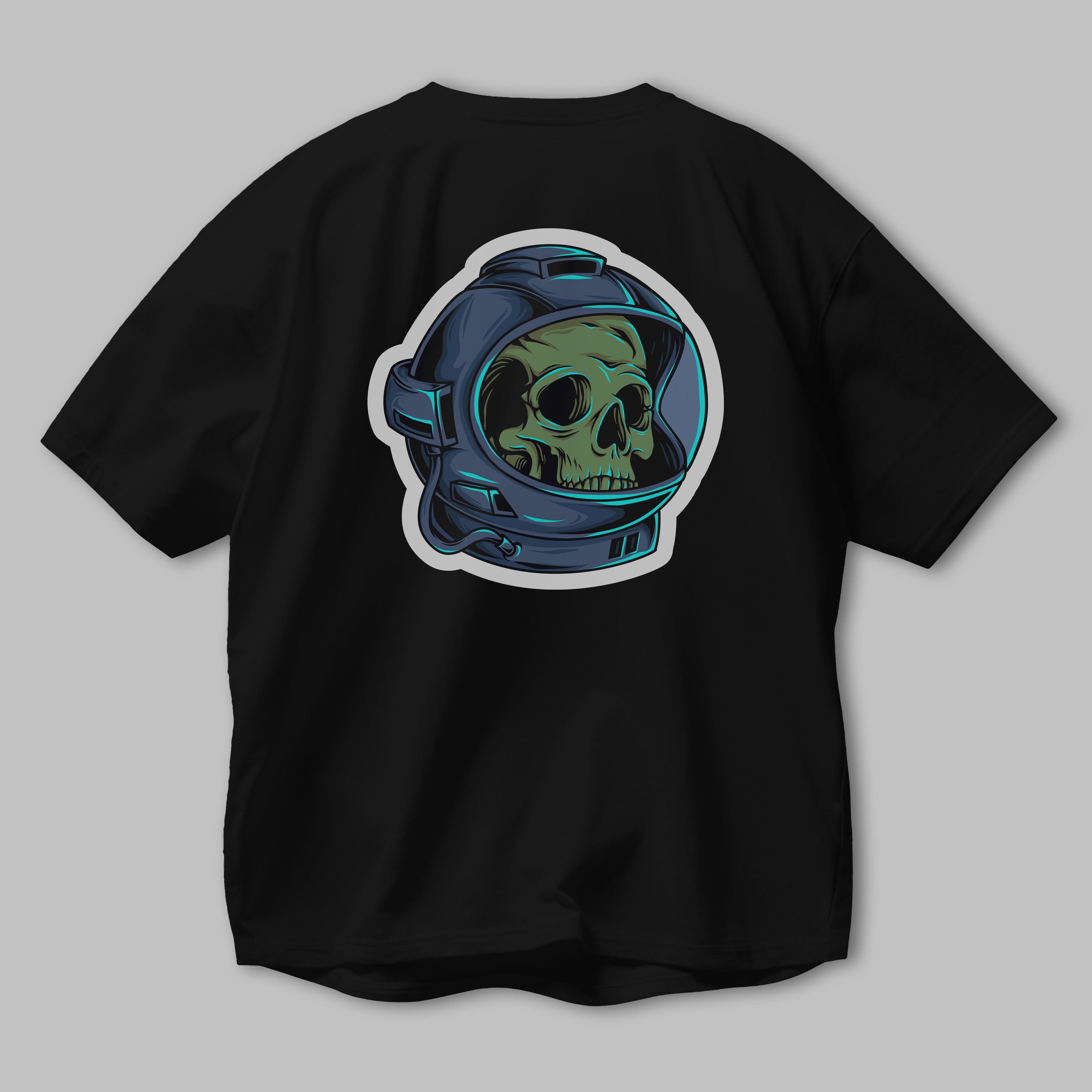 Astroskull Sticker Arka Baskılı Oversize t-shirt Erkek Kadın Unisex